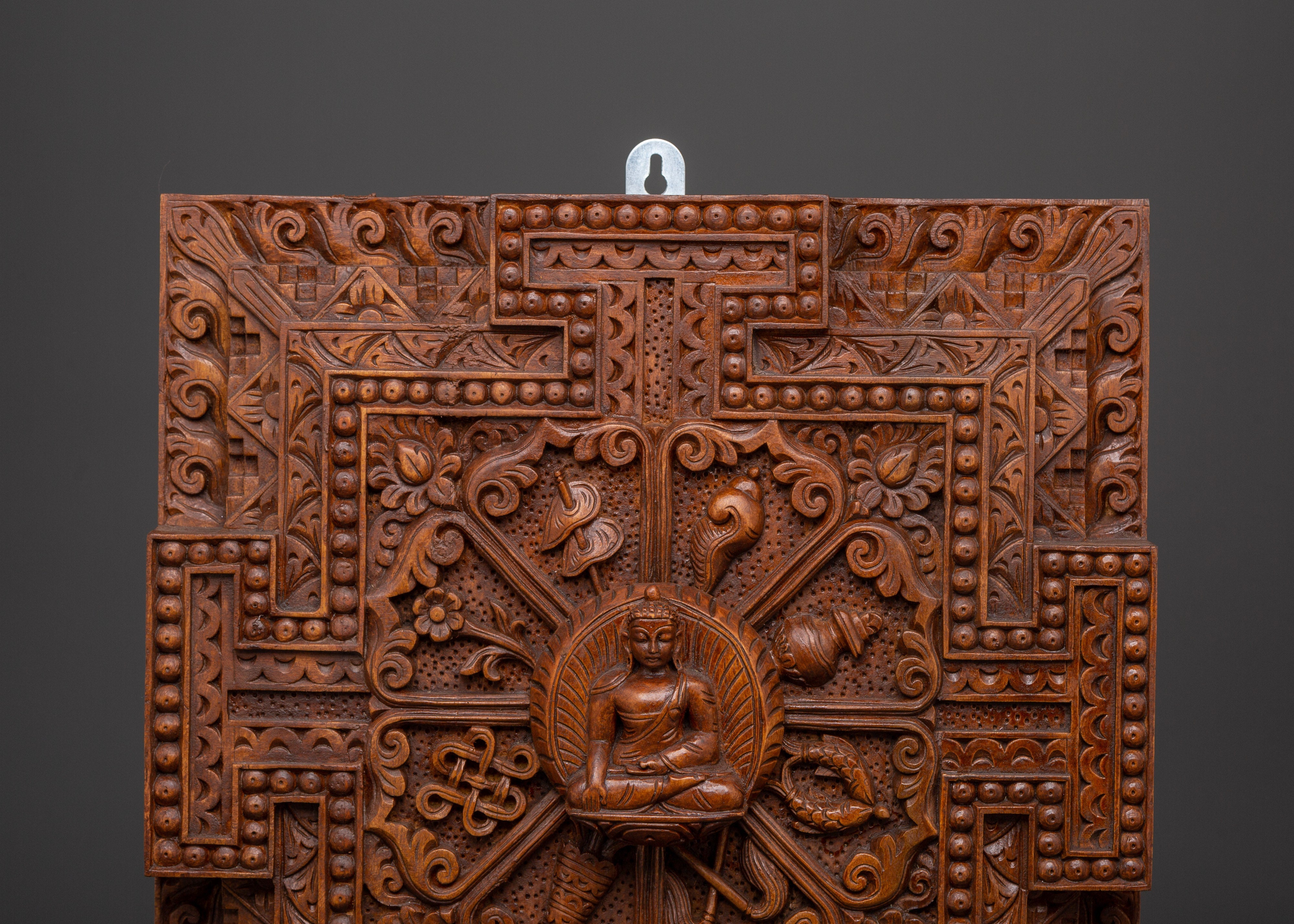 Shakyamuni Buddha Wall Hanging Decor | Hand-Carved Wooden Buddha Art