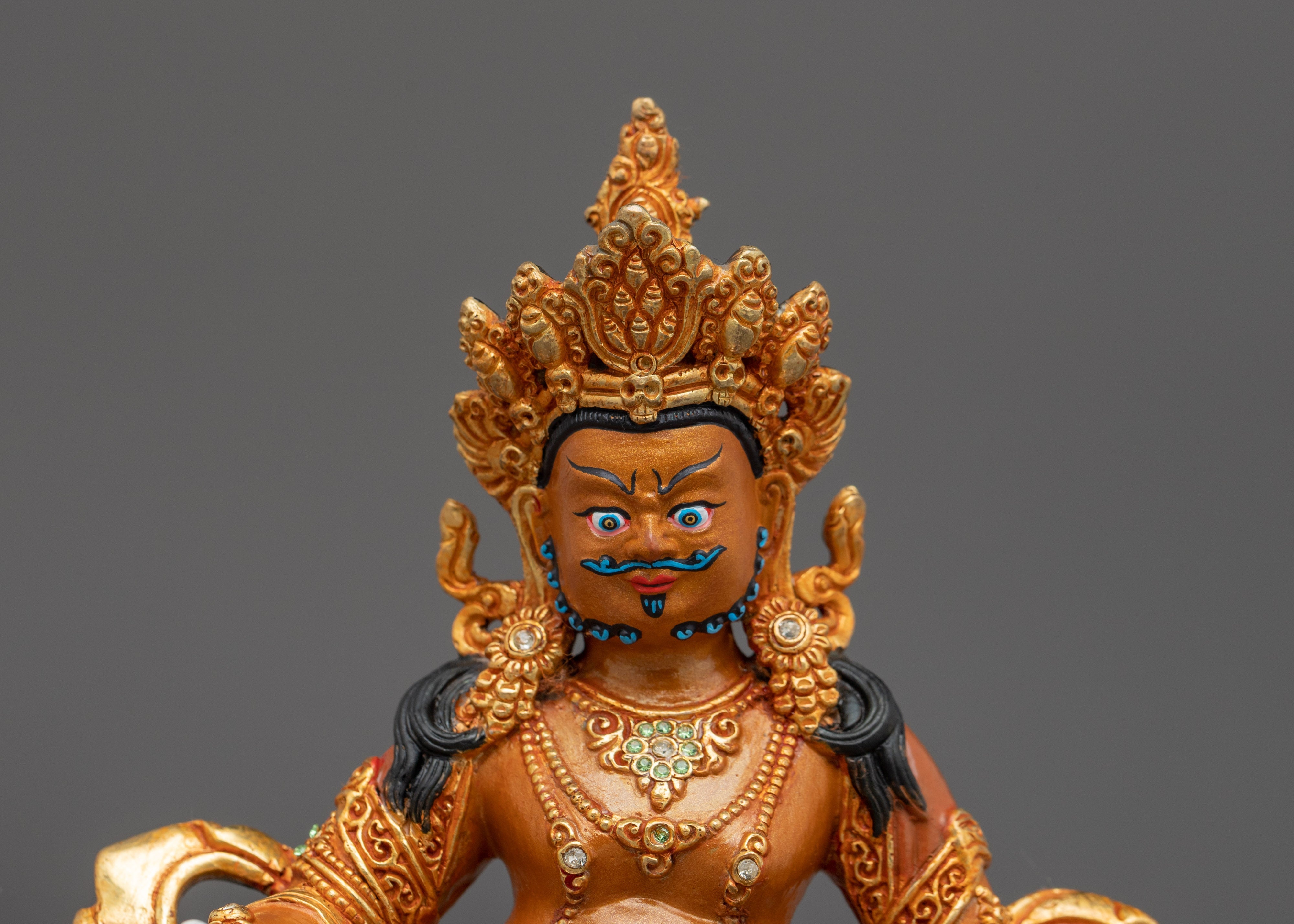 Copper Gold Plated Dzambhala Statue | Wealth Deity Sculpture
