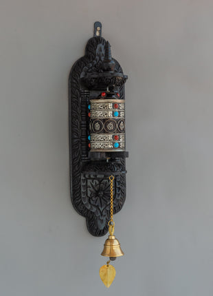 Wall-Mounted Tibetan Prayer Wheel  | Buddhist Spiritual Artifact