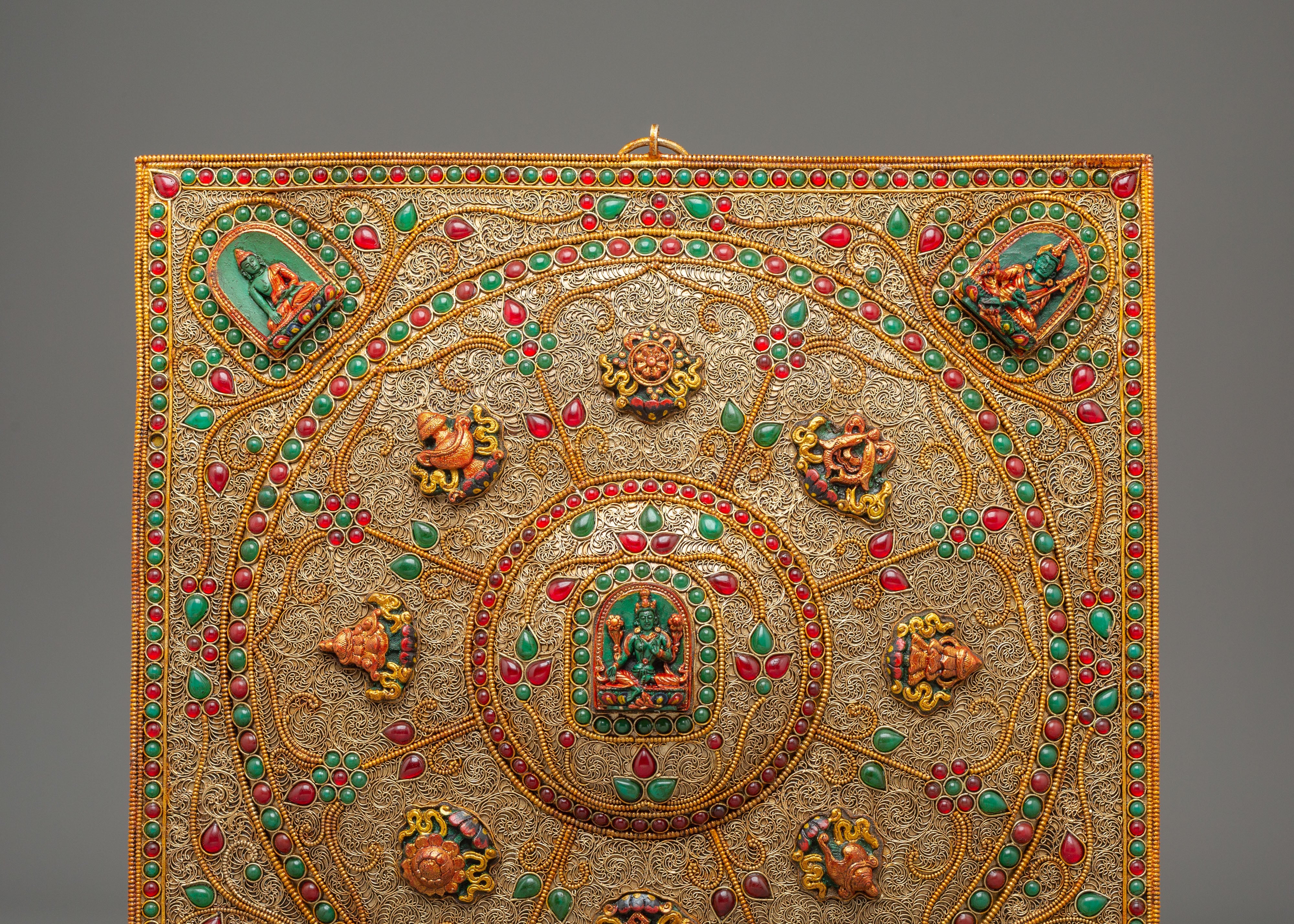 Sacred Tibetan Wall Hanging with Buddhist Deities | Symbol of Protection