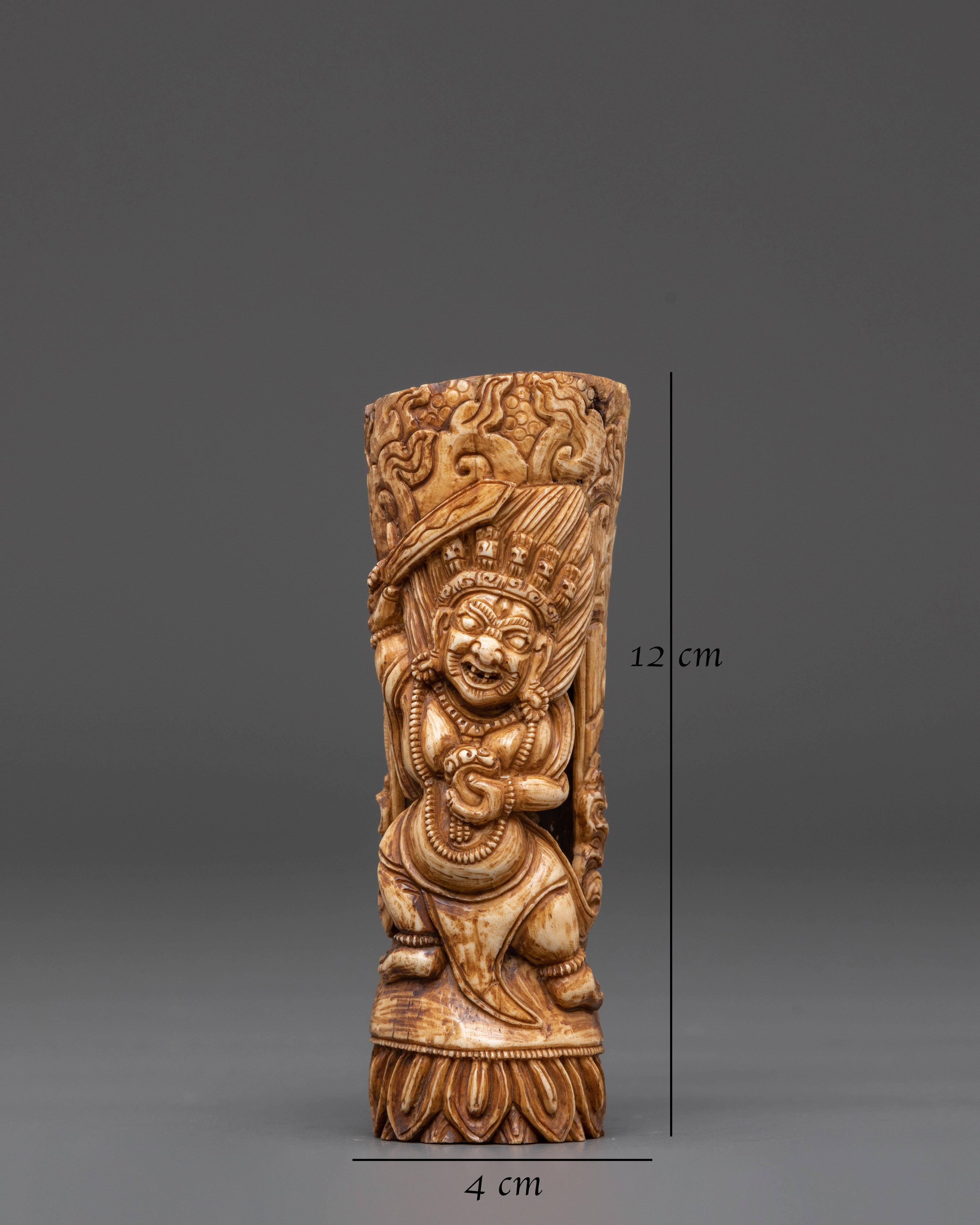 Hand Carved Buddhist Mahakala Bone | Protector of Dharma
