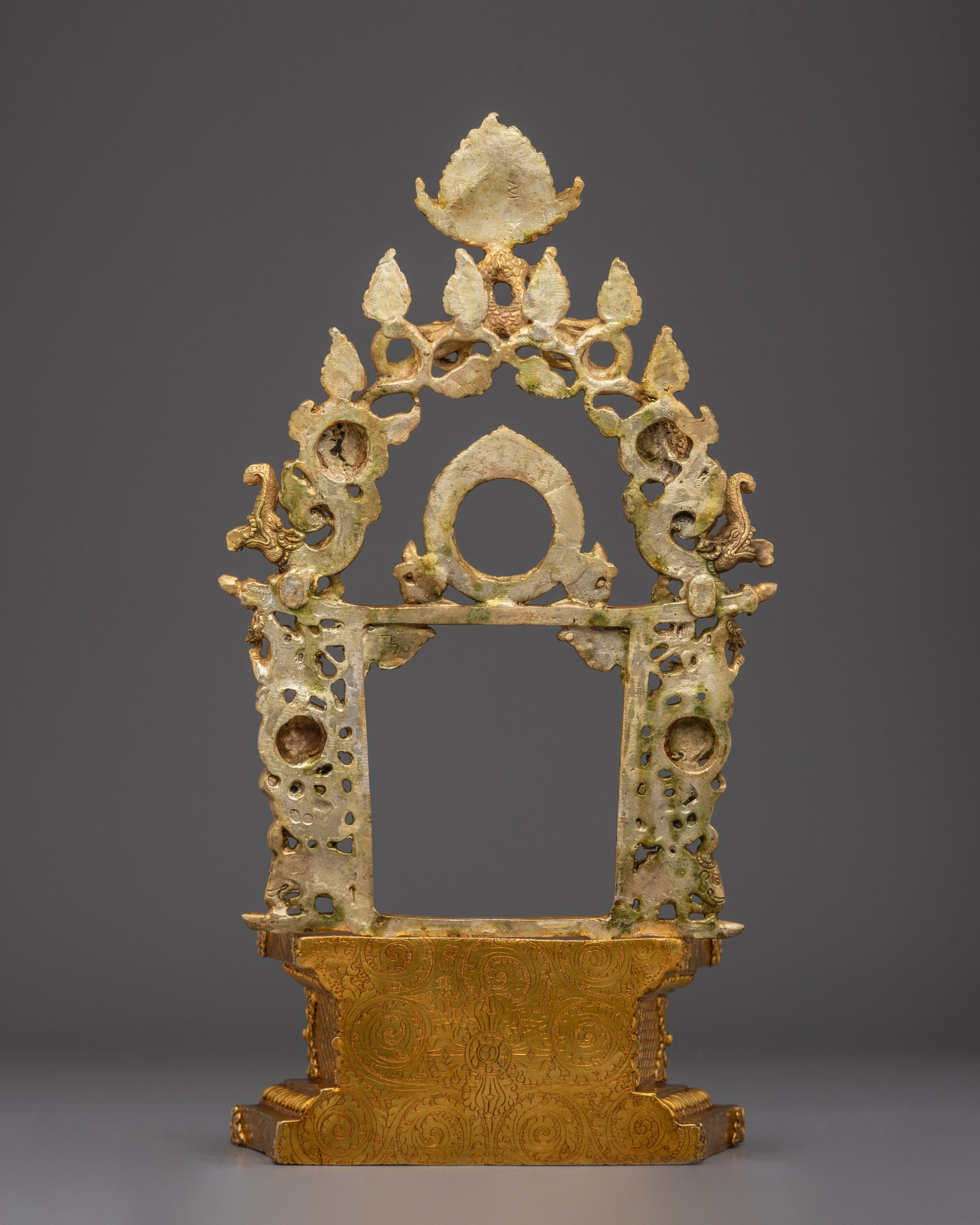 Gold-Plated, Copper Throne with Garuda | Sacred Ritual Throne for Shrine and Altar