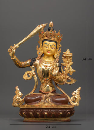 Tibetan Wisdom Deity Manjushri Statue | Bodhisattva of Wisdom and Insight