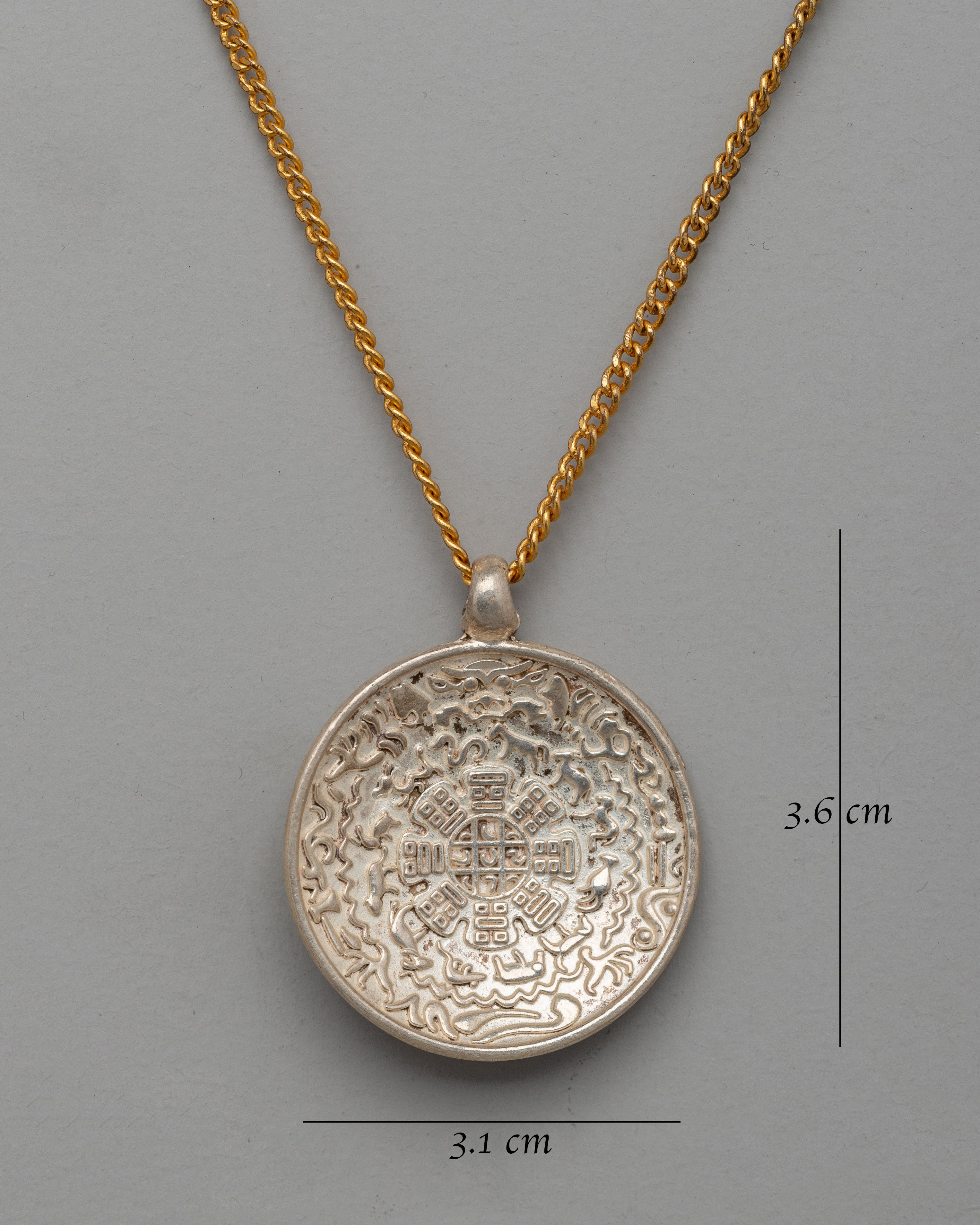Silver Locket with Chinese Zodiac Symbols | Luck and Prosperity Charm