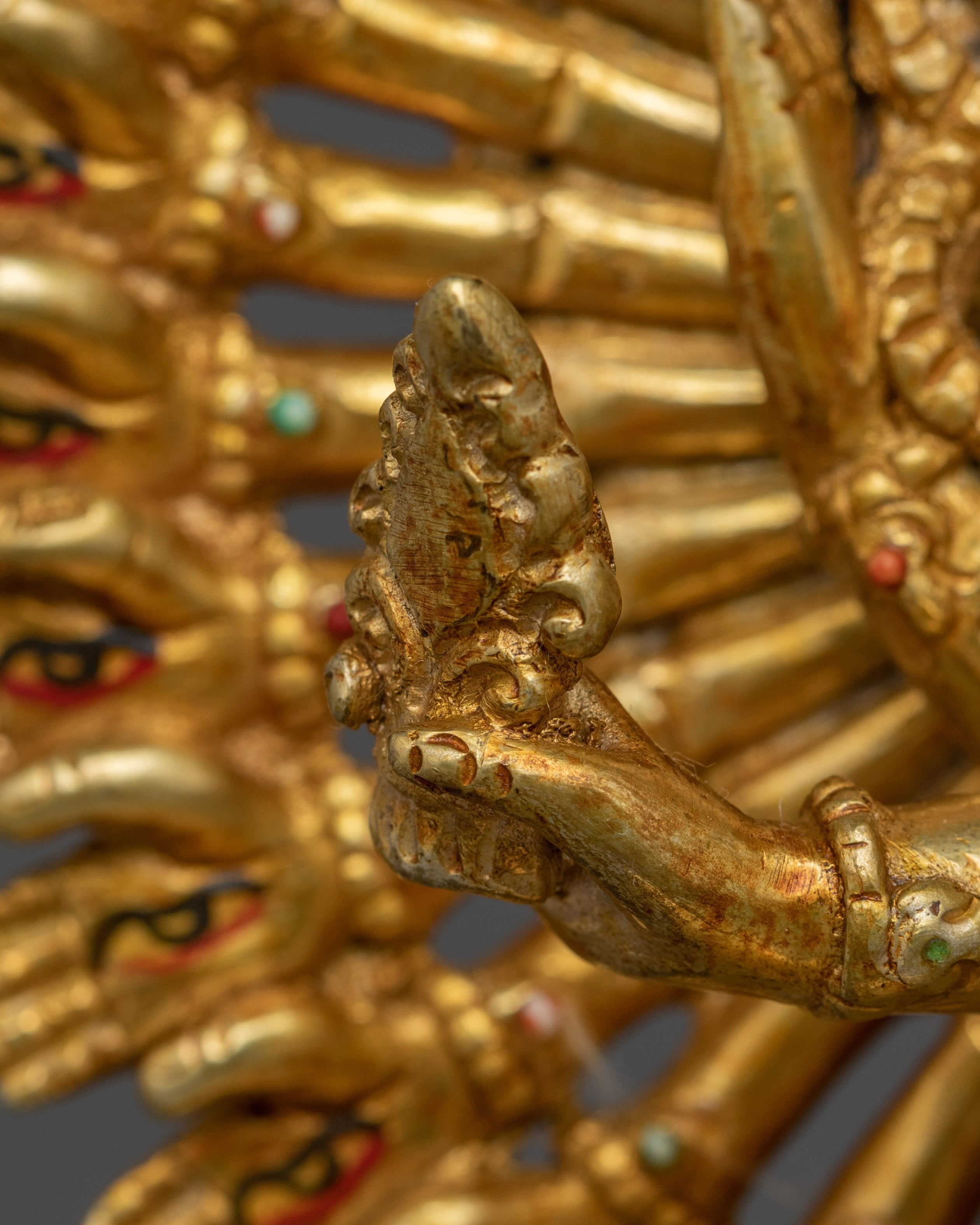 1000 Armed Chenrezig Gold and Copper Statue | Sacred Chenrezig Sculpture for Altar