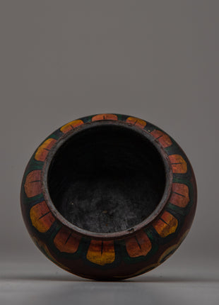 Buddhist Decorative Pot | Handcrafted Wooden Pot for Sacred Spaces and Rituals