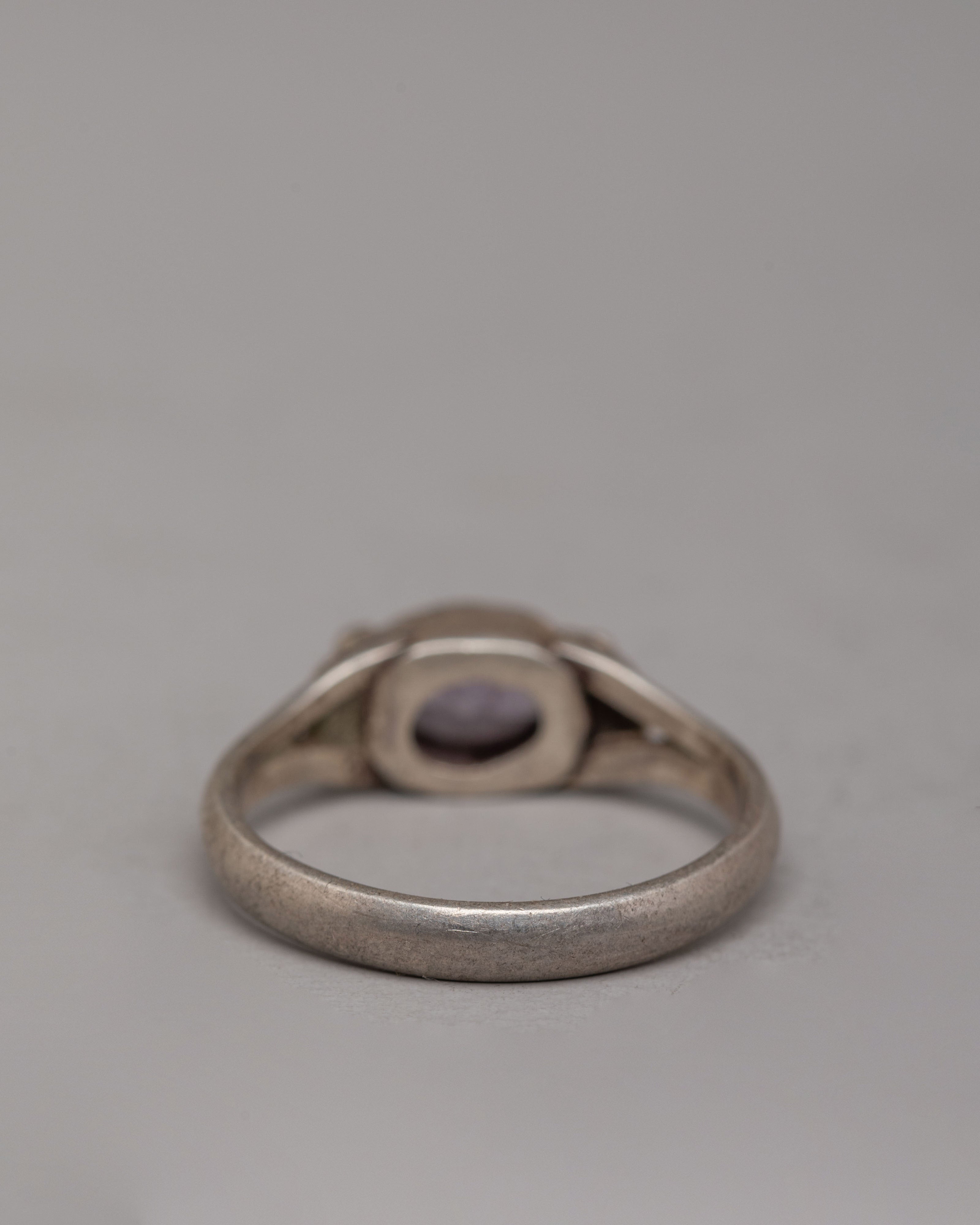 Natural Stone Zircon Ring | Artisan Silver Ring