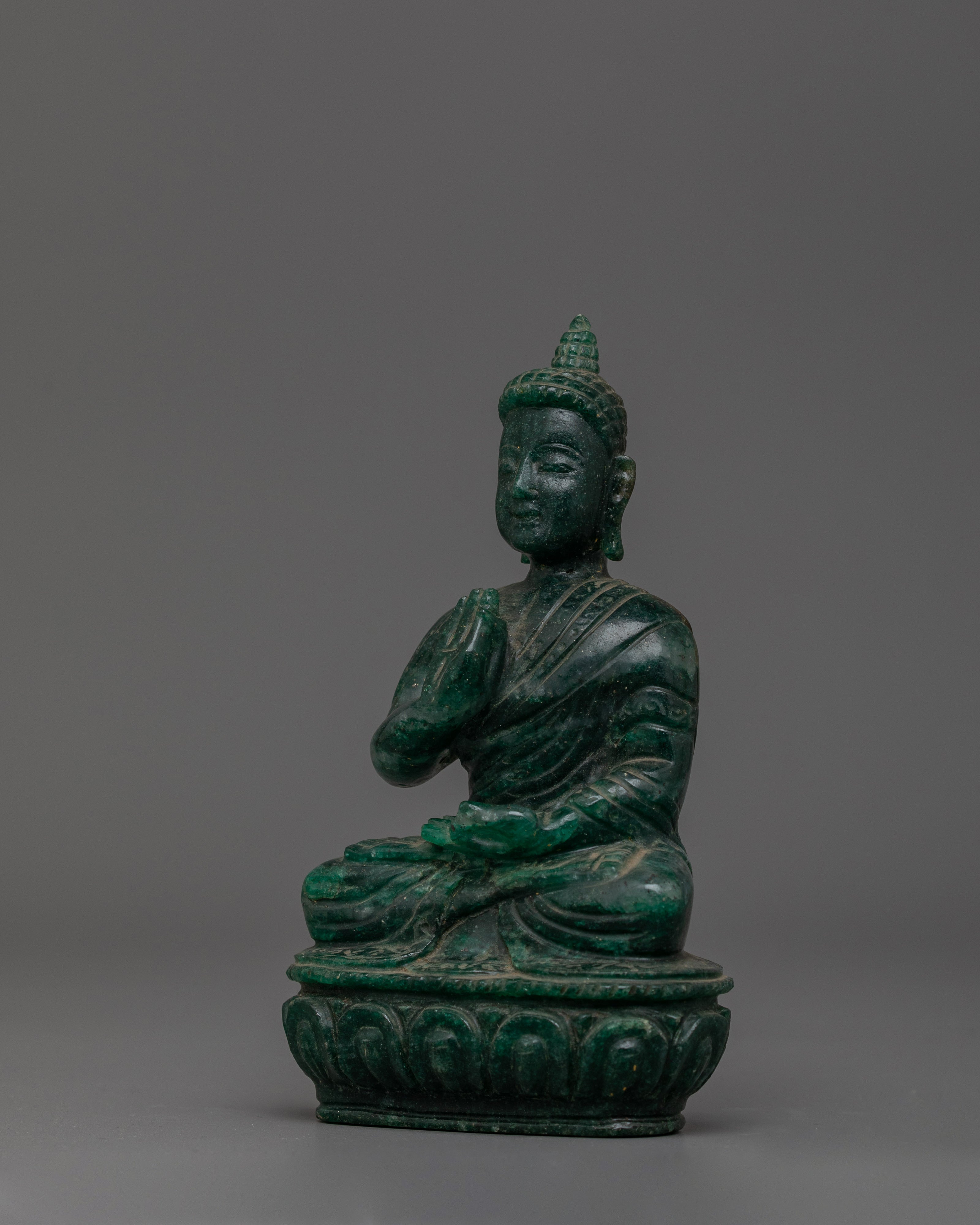 Hand-Carved Nephrite Stone Amoghasiddhi Buddha Statue | Perfect for meditation