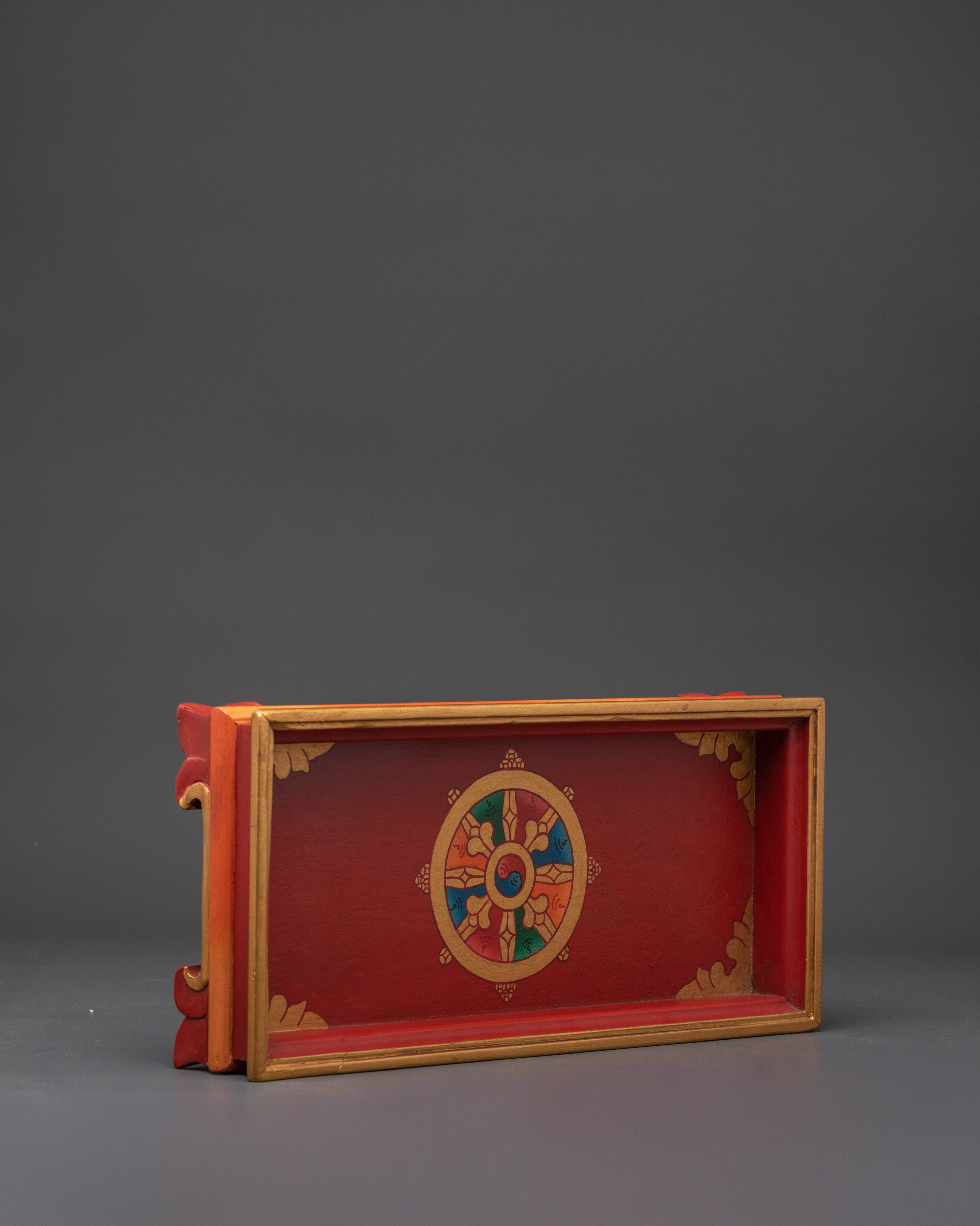 Handcrafted Tibetan Wooden Tray | Spiritual Art for Your Altar and Home