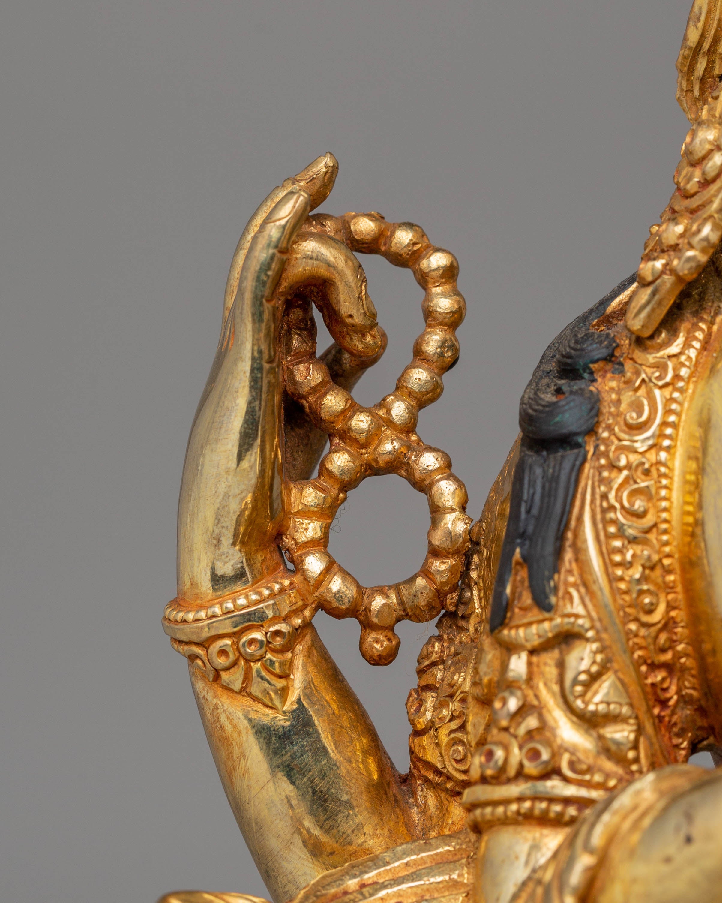 Handcrafted Copper Statue of Chenrezig with 24K Gold Gilding