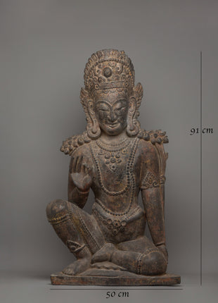 Handcarved Wooden Lokeshwor Statue | Divine Buddhist Protector