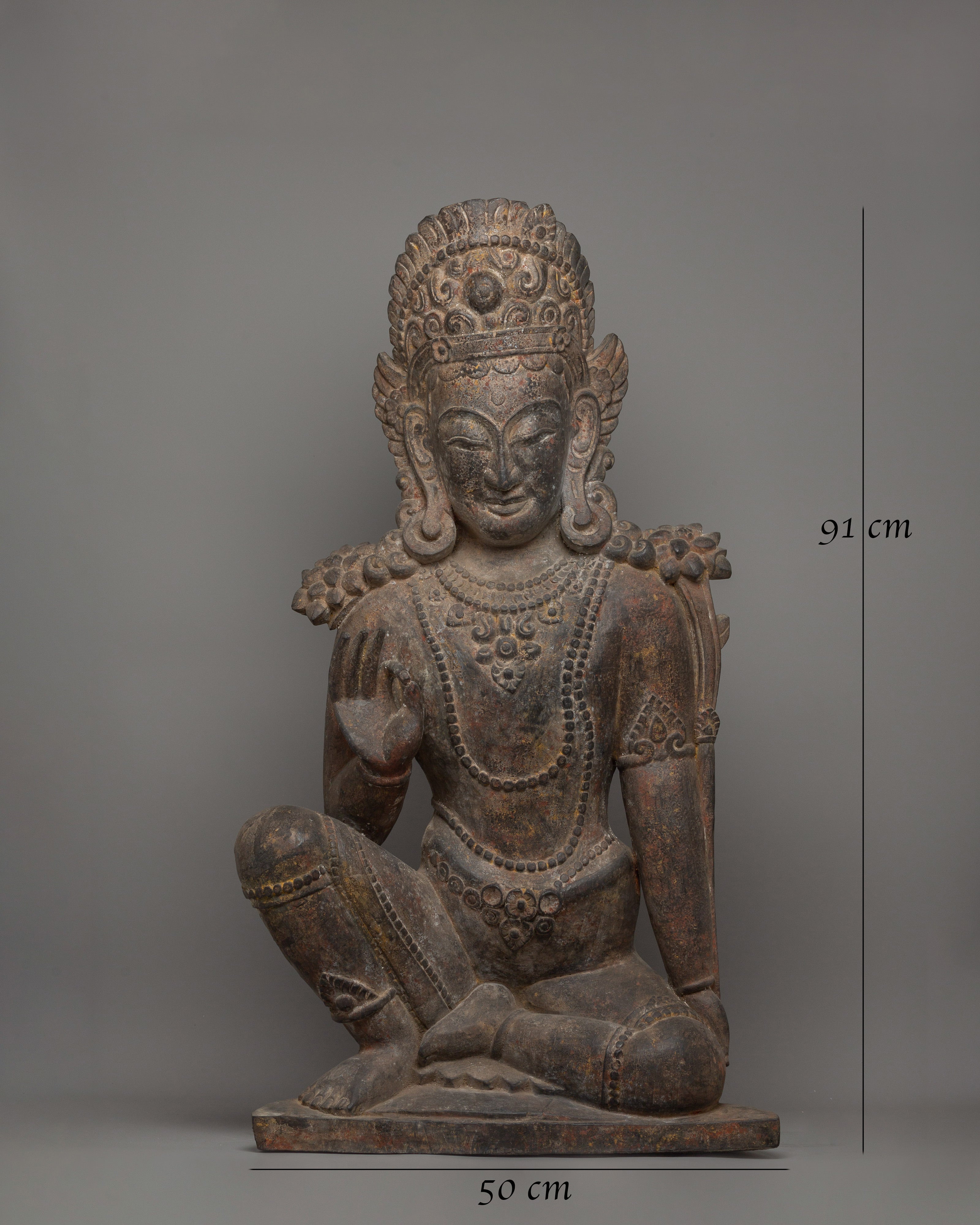Handcarved Wooden Lokeshwor Statue | Divine Buddhist Protector