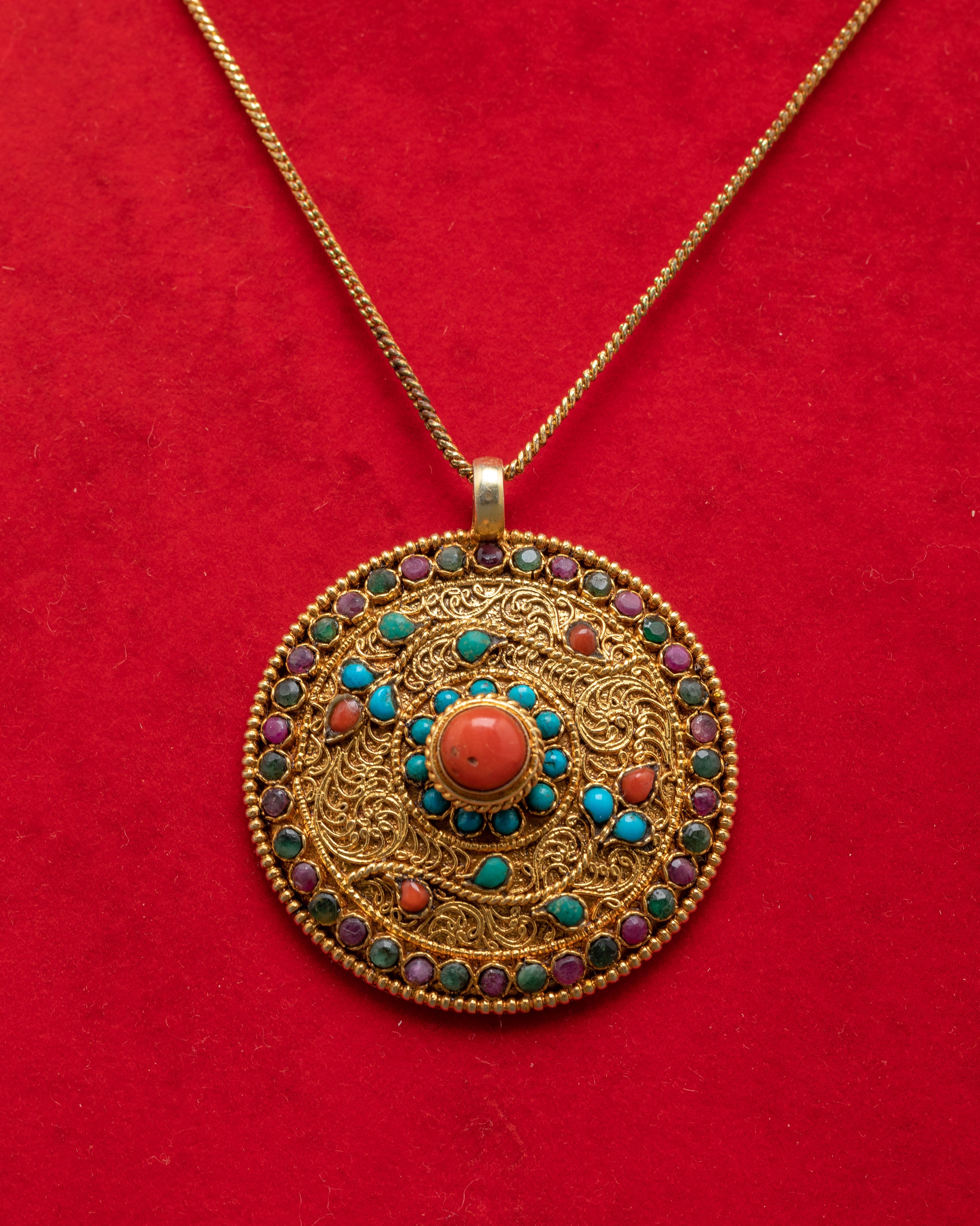 Tibetan Ruby Locket | Panna Emerald Locket