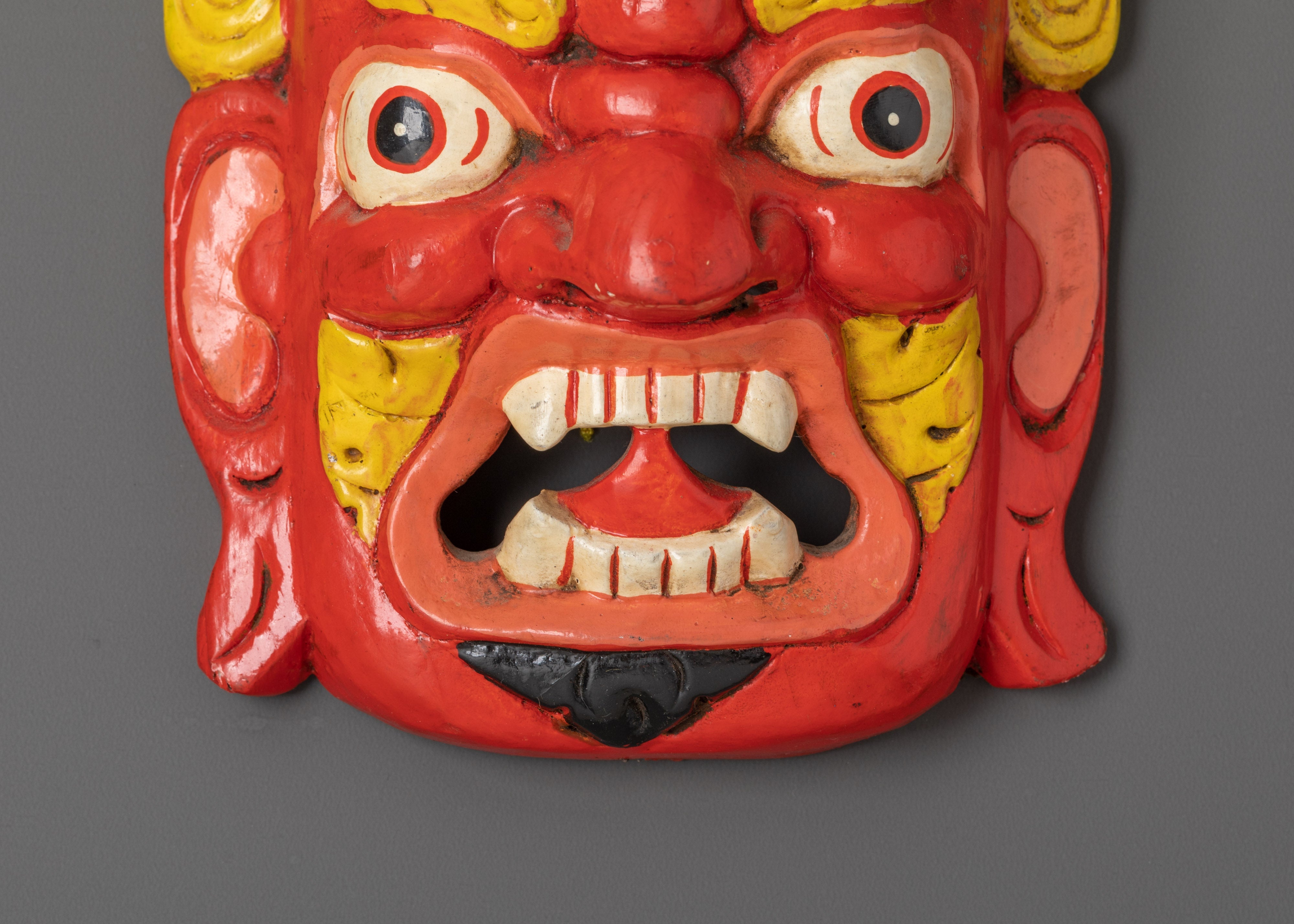Handmade Tibetan Protective Deity Wall Mask | Buddhist Wrathful Guardian Art