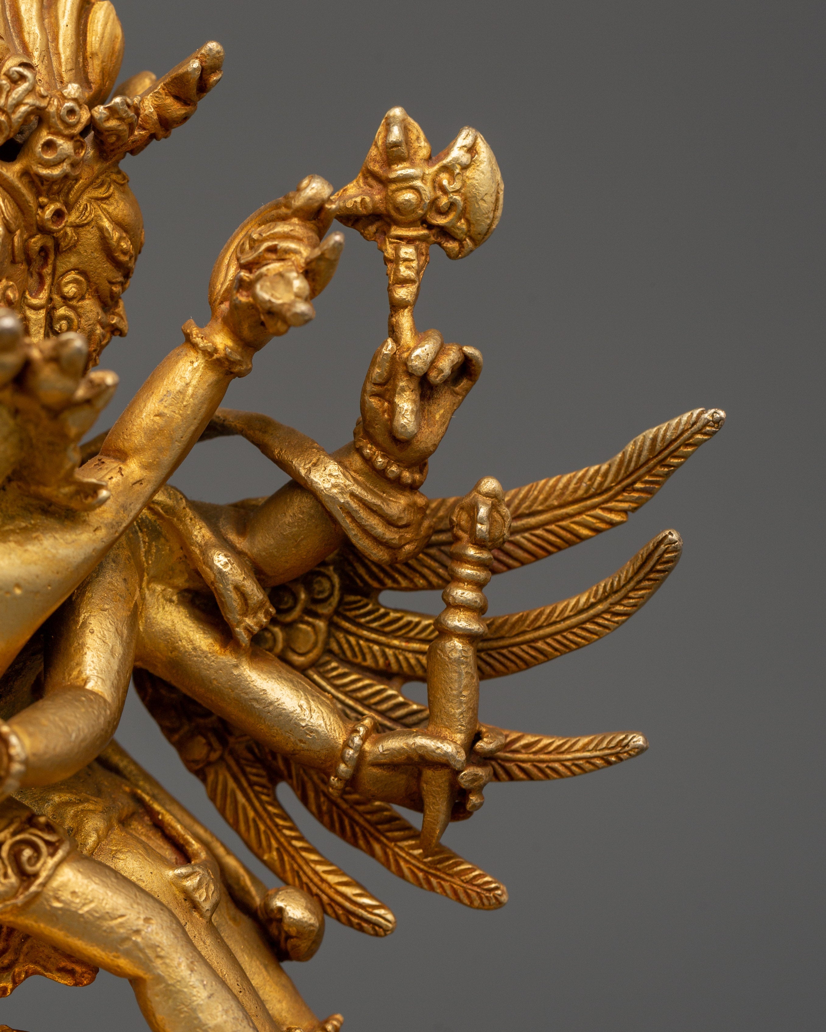 Gold Plated Hayagriva Statue | Copper Tantric Guardian for Protection