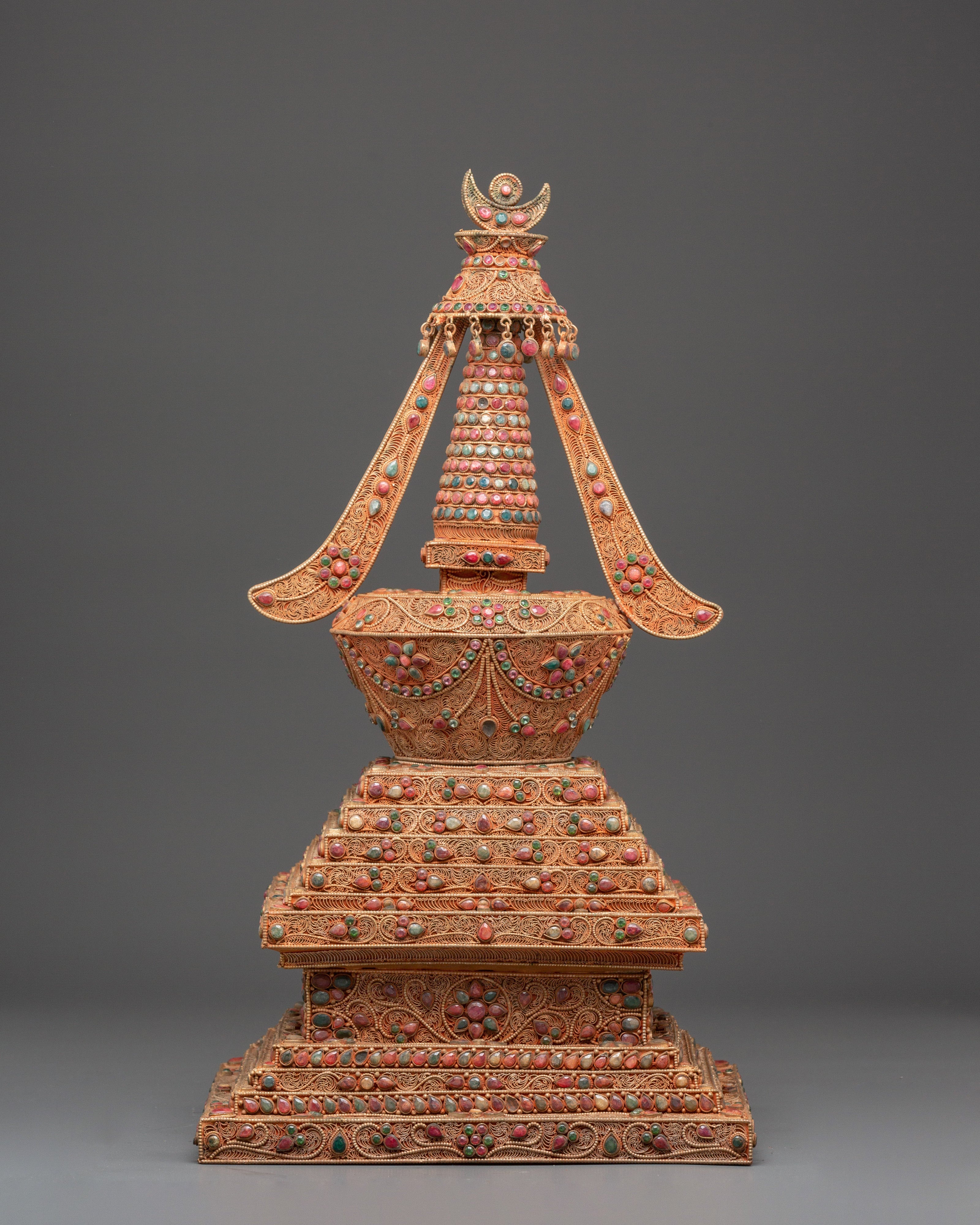 Stupa with Turquoise | Sacred Buddhist Shrine Relic