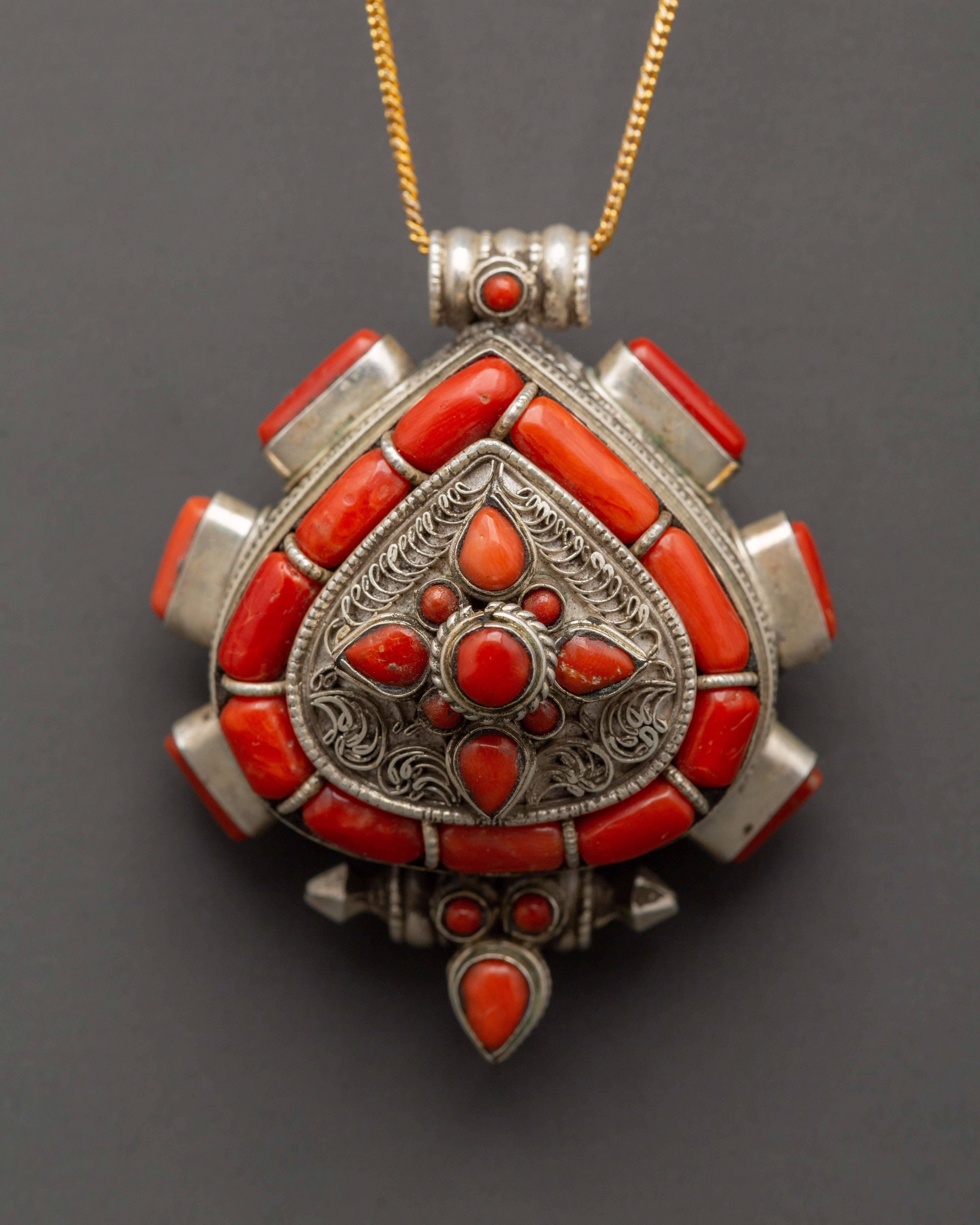 Handcrafted Tibetan Ghau Amulet Locket | Ethnic Silver Necklace