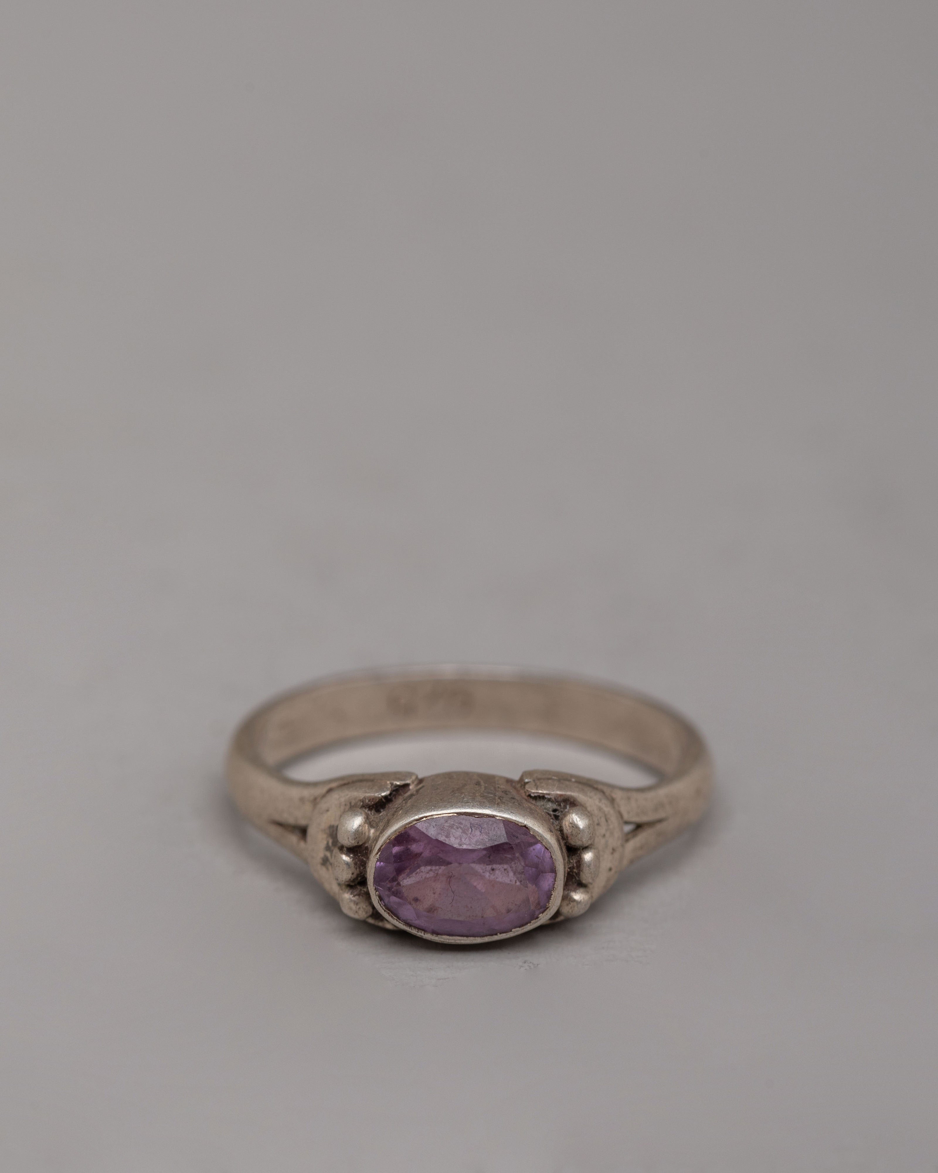 Natural Stone Zircon Ring | Artisan Silver Ring