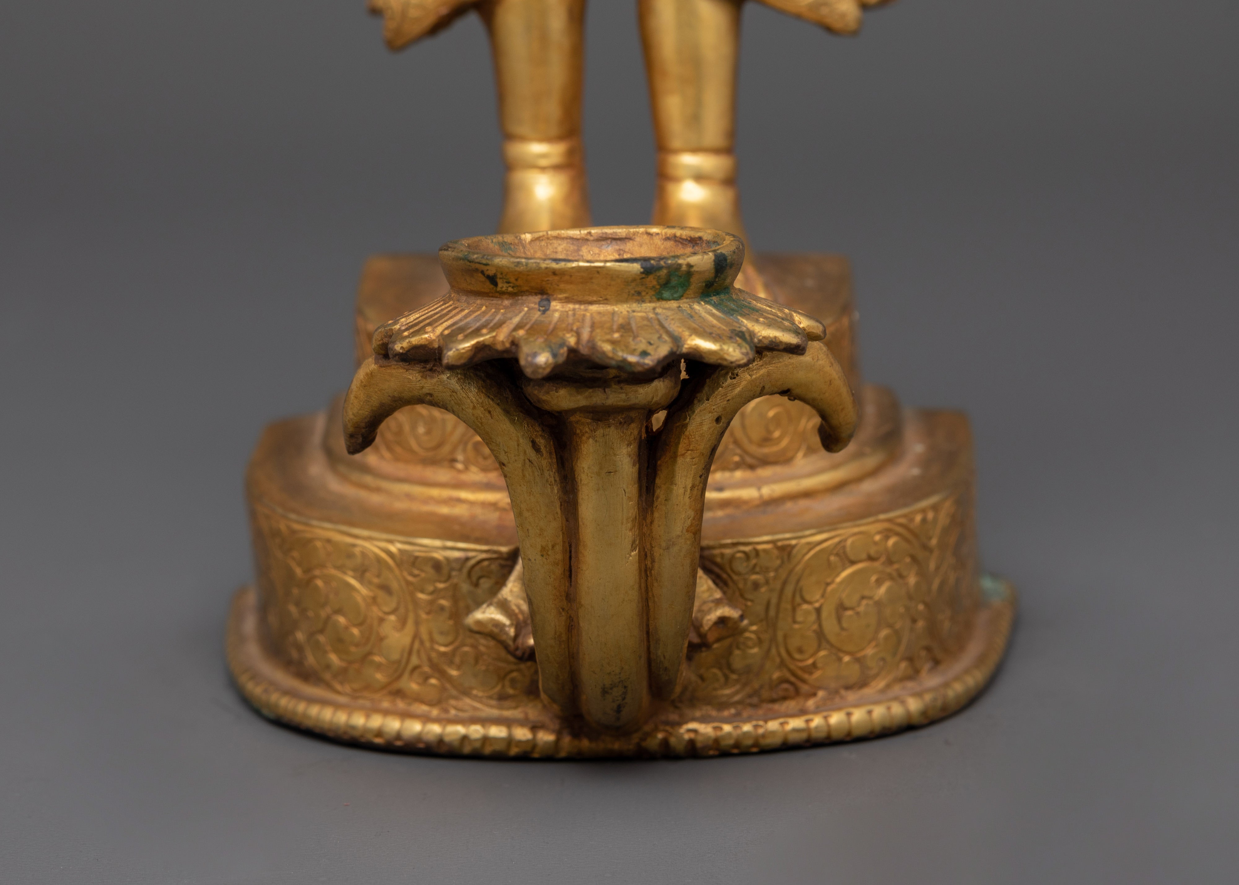 Newari Sculpture with Oil Lamp | Ritual Decor and Spiritual Light Offering