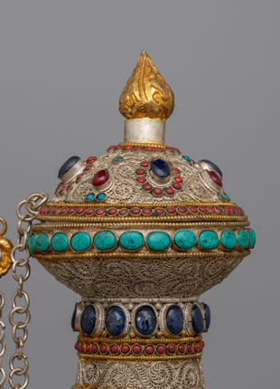 Handmade Decorative Tibetan Tea Pot Decor | Perfect for Spiritual & Cultural Decor