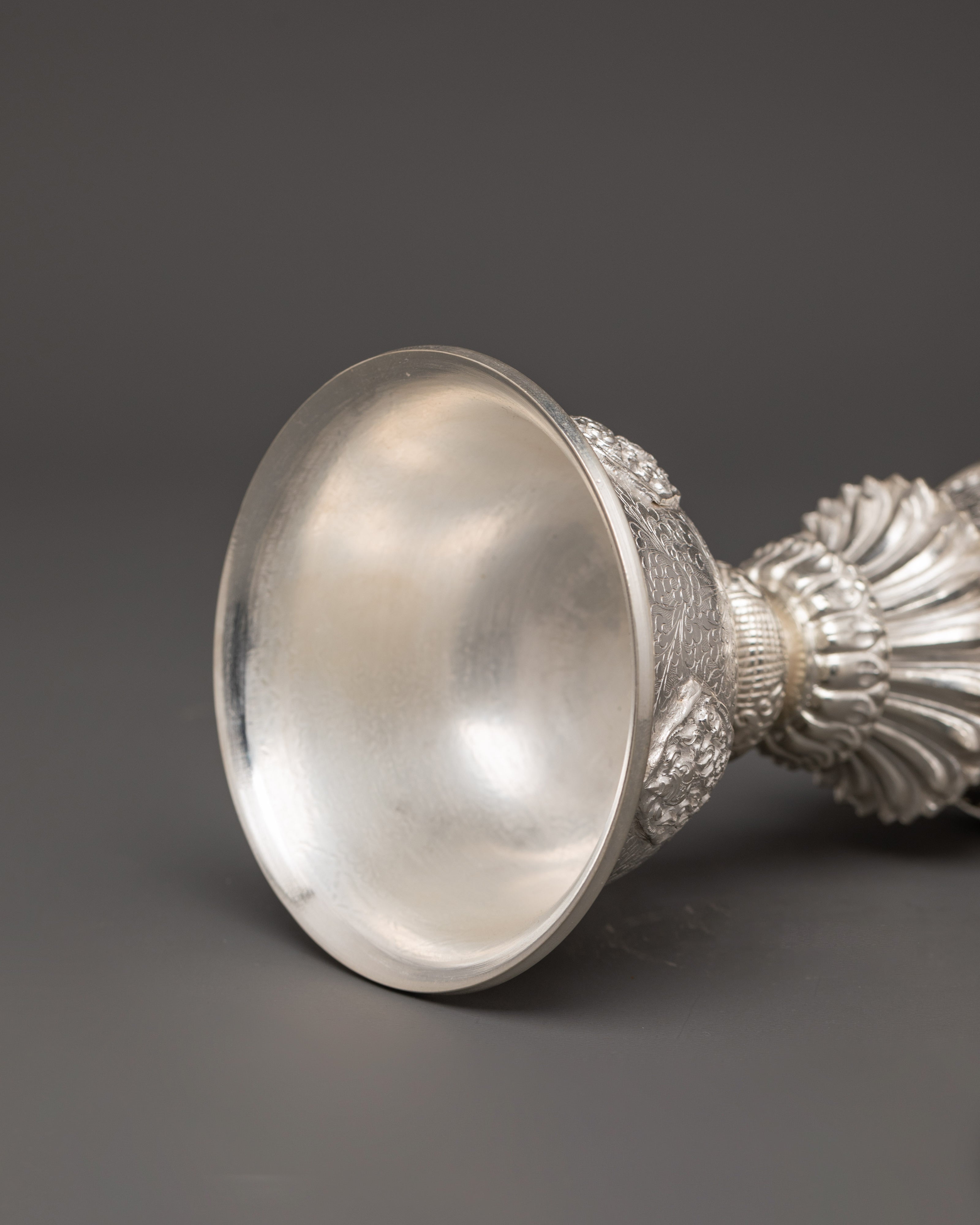 Pure Silver Tibetan Butter Lamp Set | Tibetan Offering Lamps