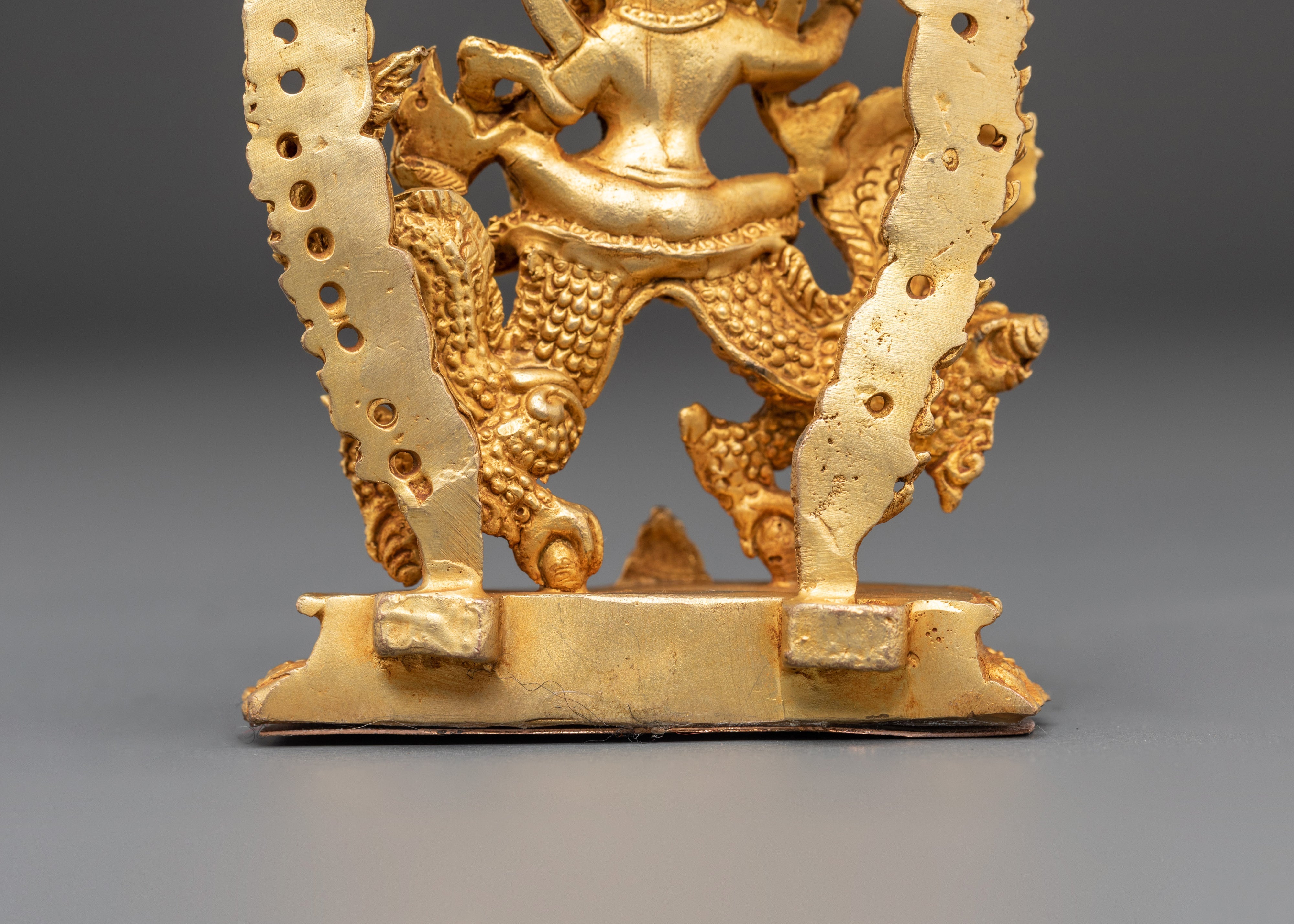 Sacred Abundance Icon White Dzambhala Statue | Gold Plated Copper Art