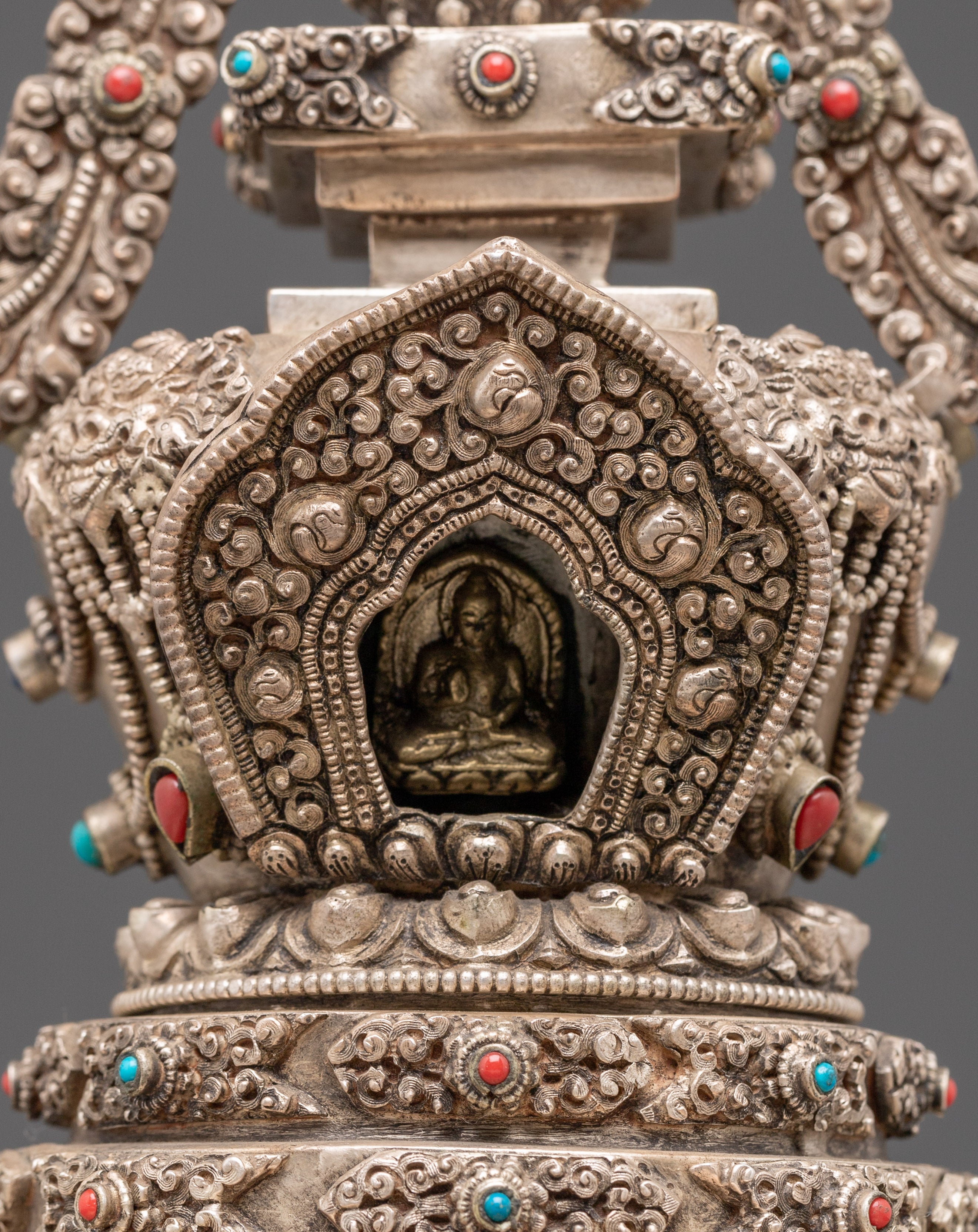 Silver Plated Buddhist Stupa | Symbol of Enlightenment