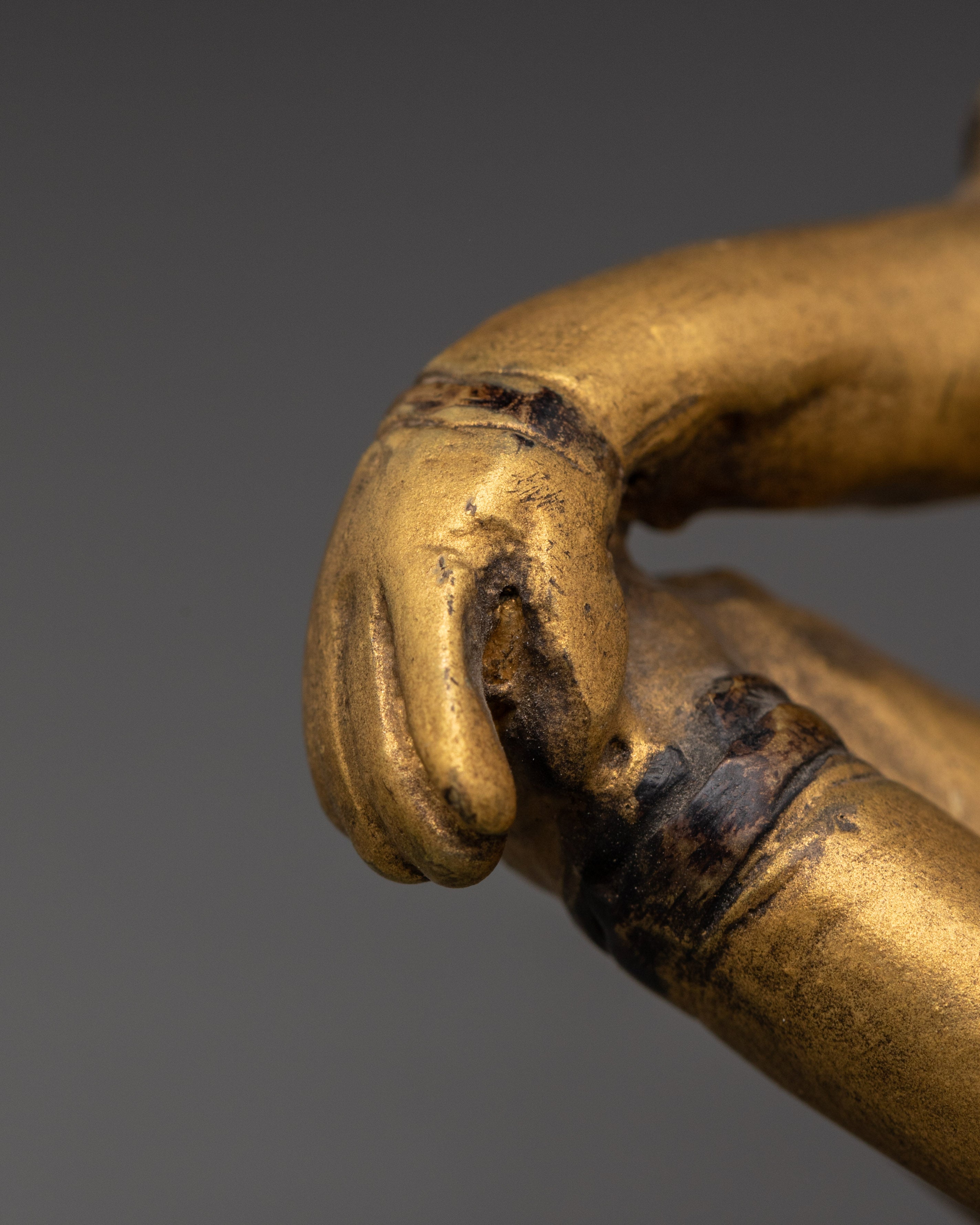 Handcrafted Indra Sculpture | Bronze and Gold Paint Hindu Deity Statue
