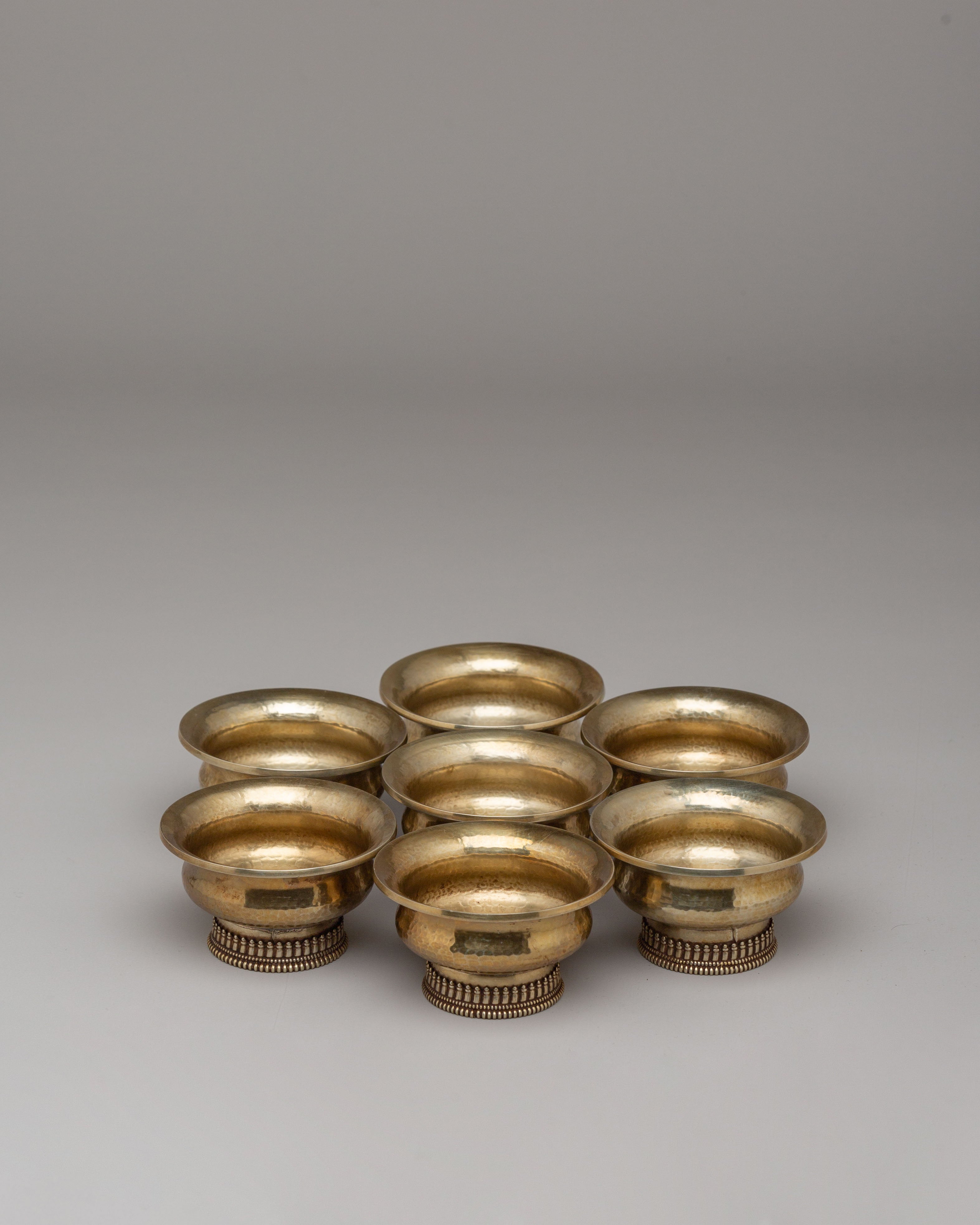 Himalayan Buddhist Offering Bowls Set | Sacred Tibetan Altar Decor