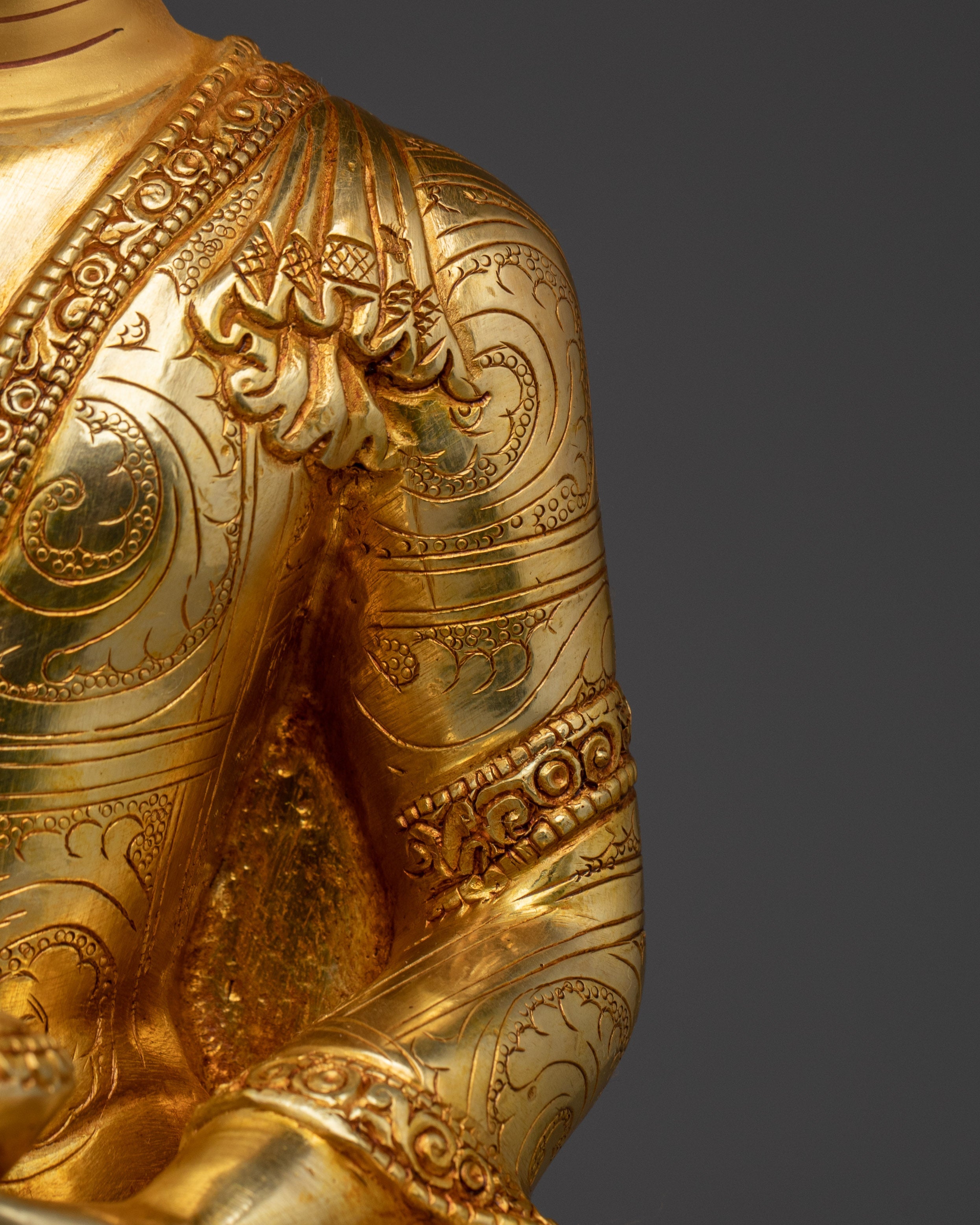 Golden Serene Shakyamuni Buddha Artwork | Enlightenment Symbol Gautama Buddha