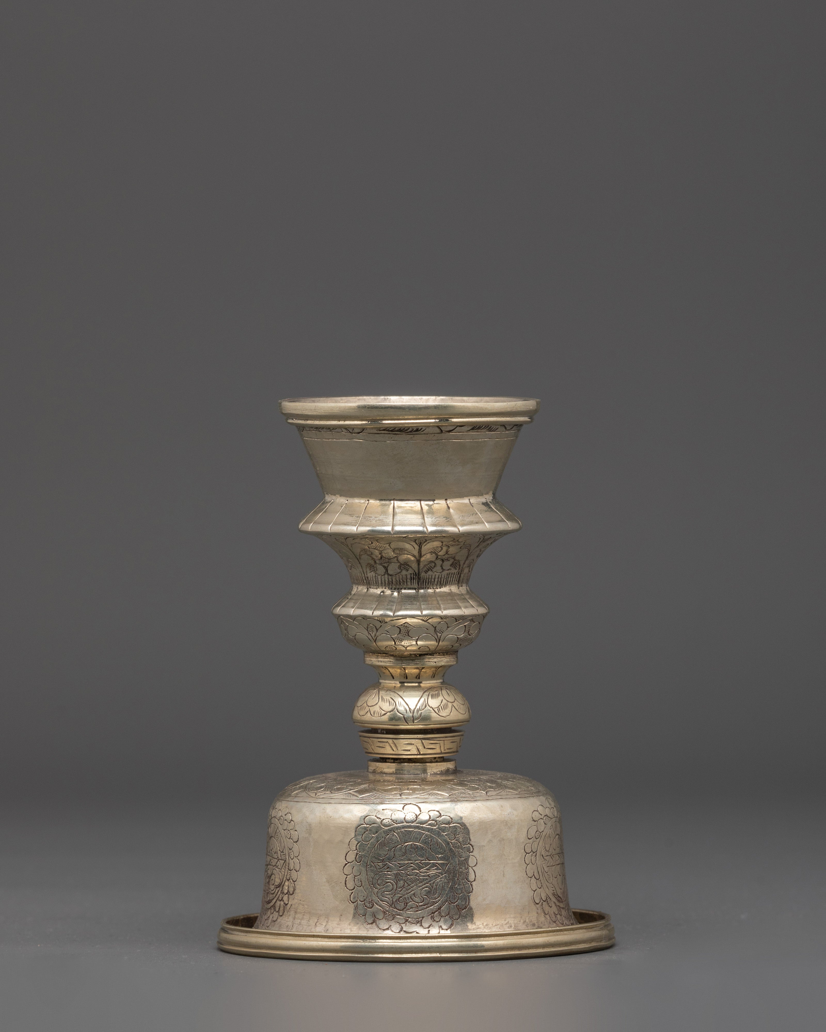 White Metal Butter Lamp | Peaceful Illumination