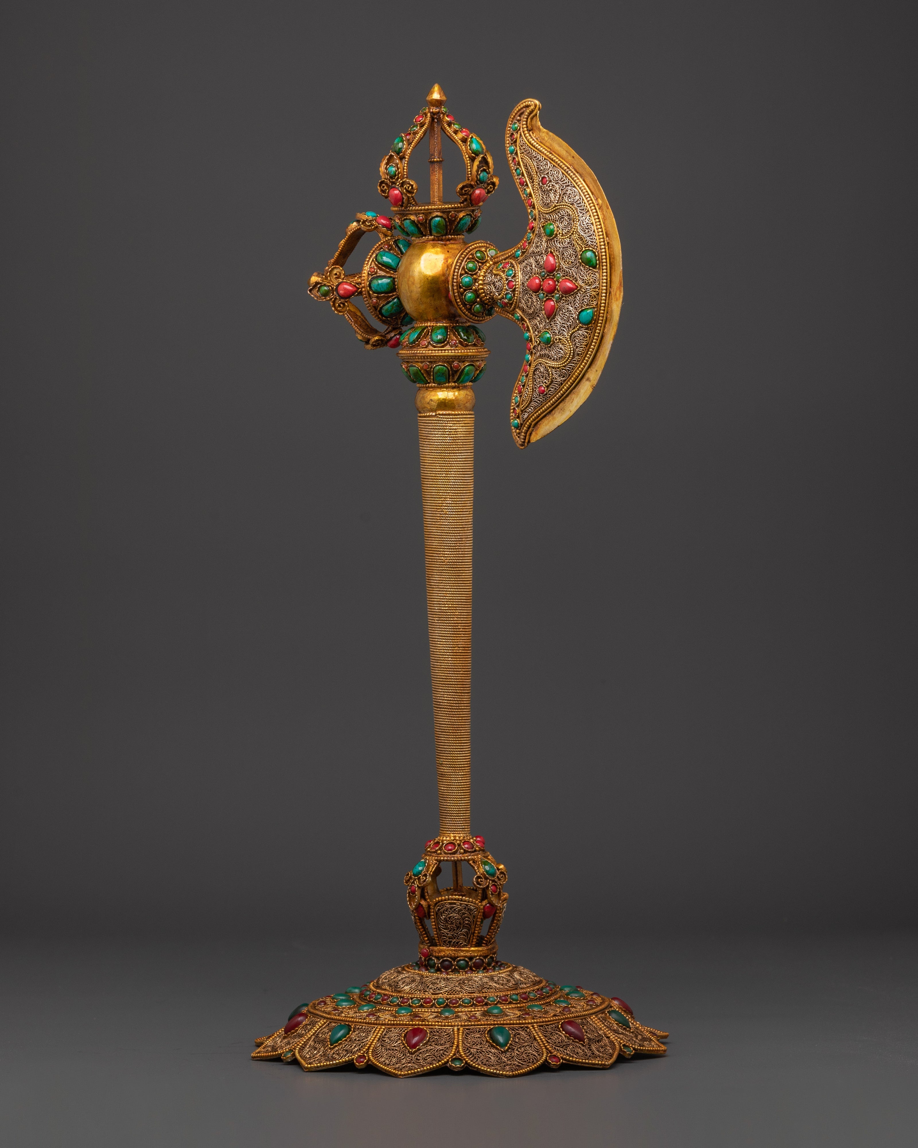 Handmade Copper Axe for Ritual Ceremonies | Gold Plated Sacred Ritual Tool