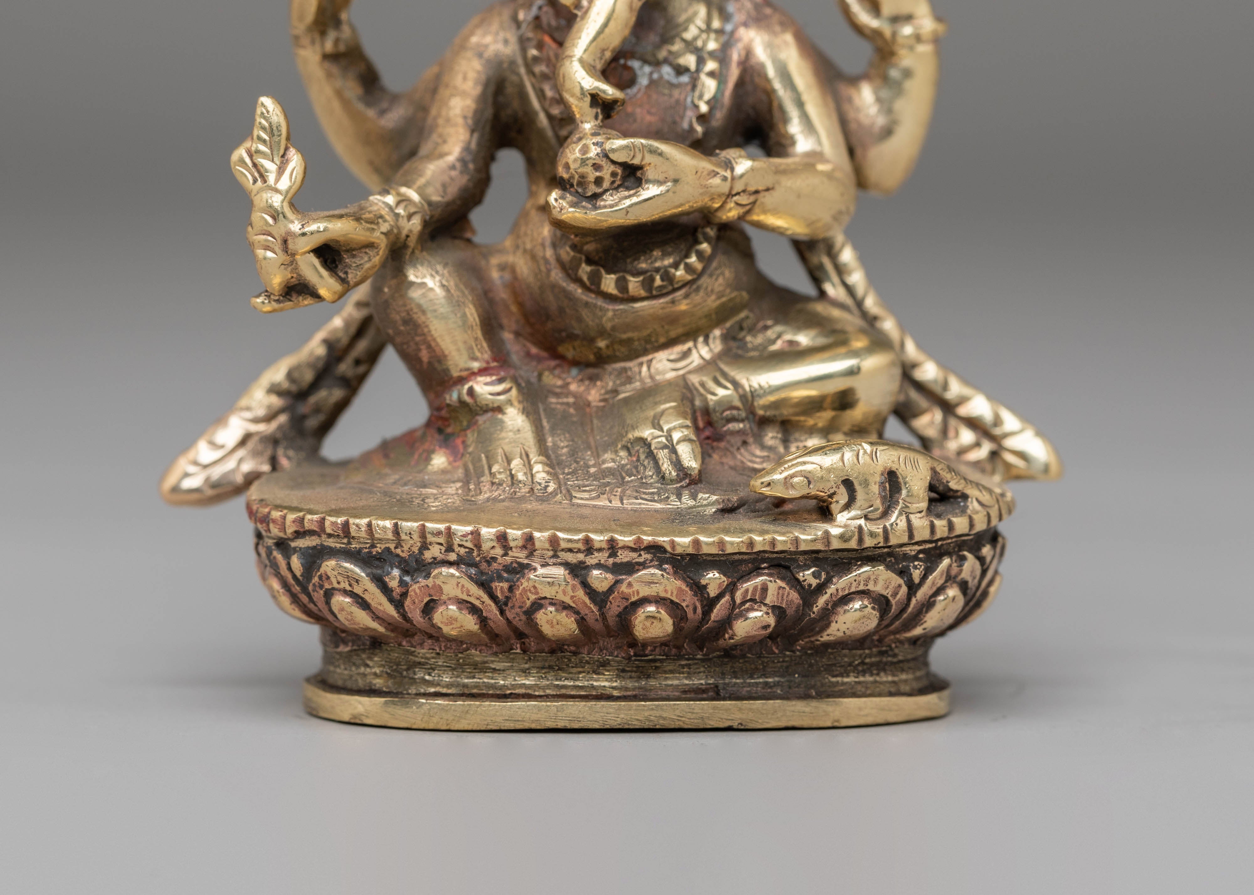 Handcrafted Ganesh Statue for Rituals | Copper Body Ganesha Figurine