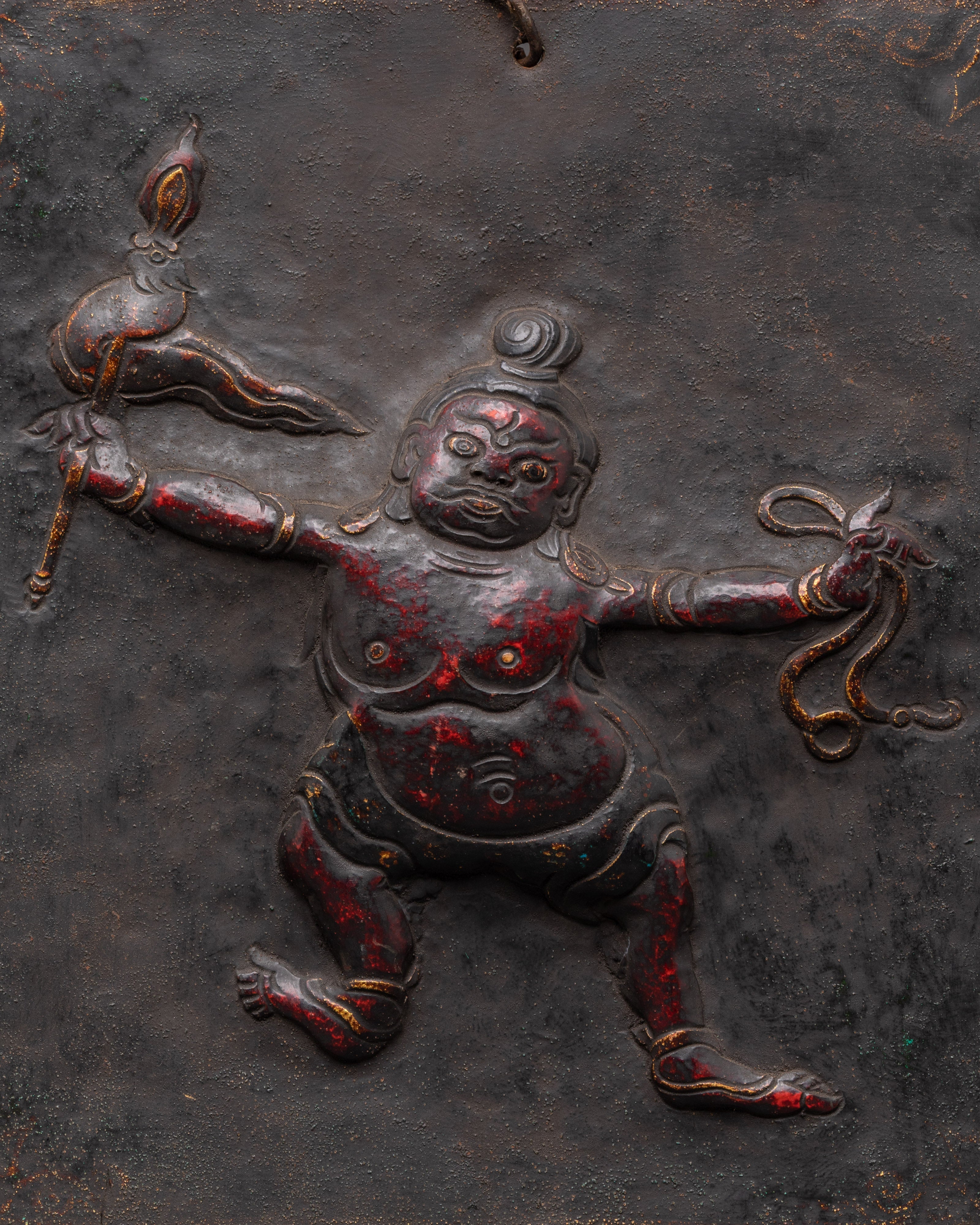 Sacred Guardian Sculpture Wall Hanging | Brass Plaque for Spiritual Spaces