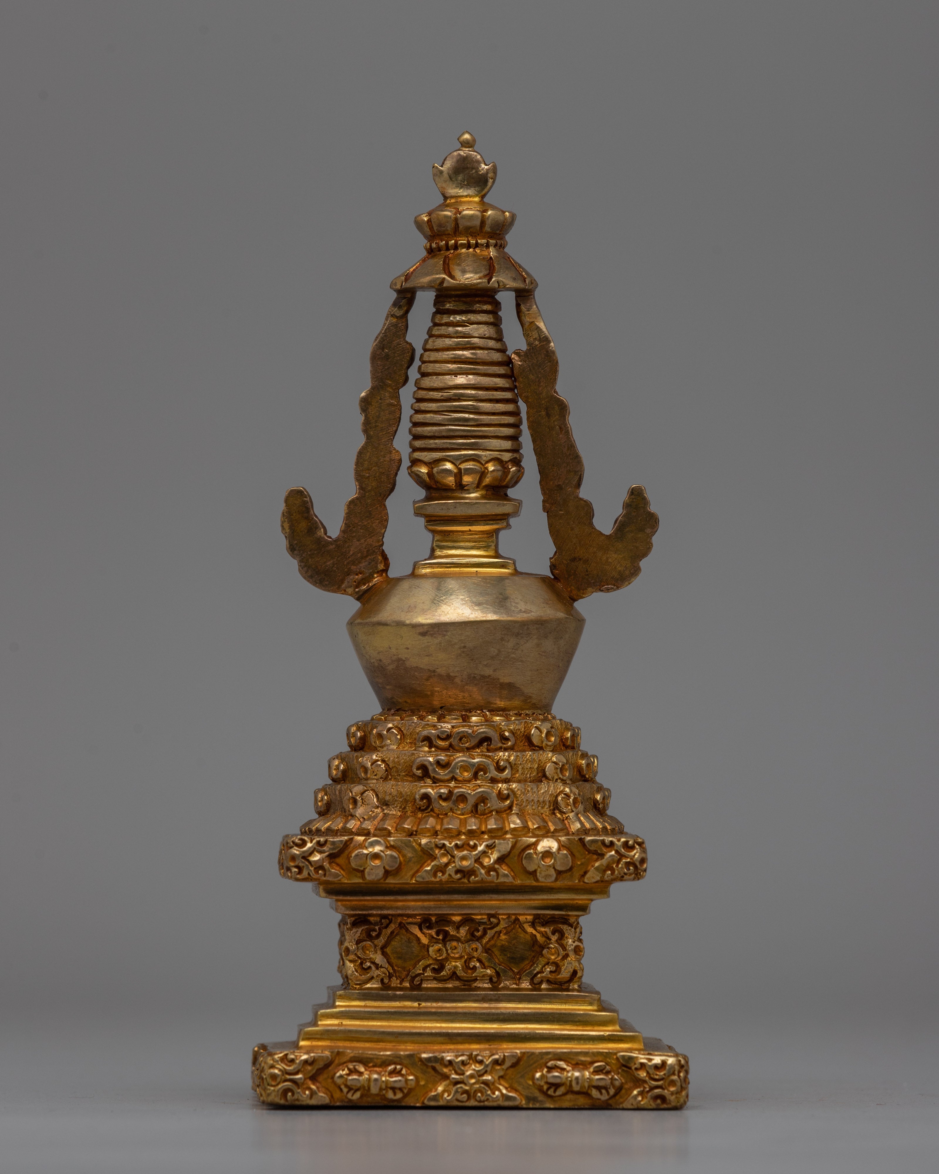 Gold-Plated Copper Stupa | Sacred Buddhist Altar Decoration