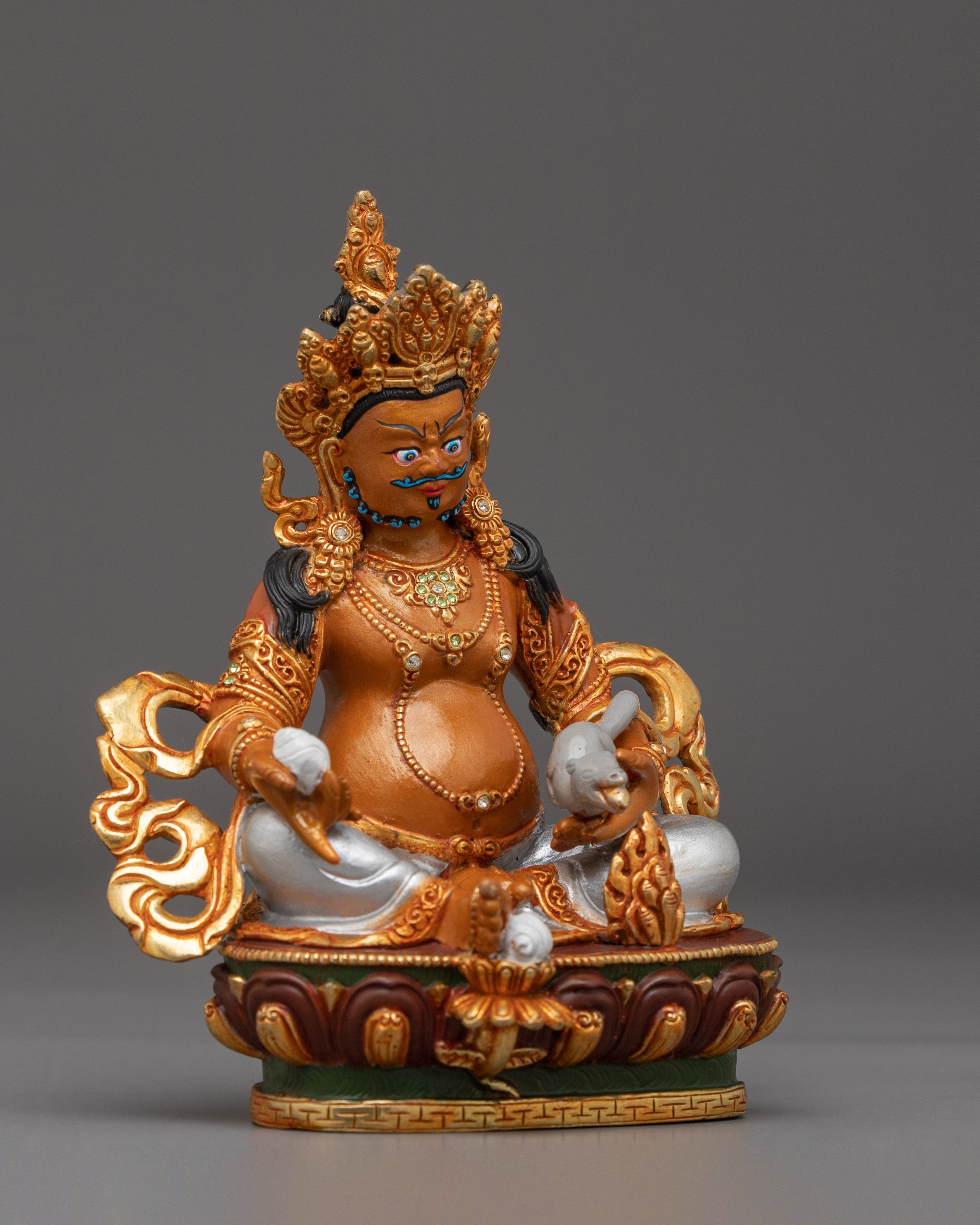 Copper Gold Plated Dzambhala Statue | Wealth Deity Sculpture