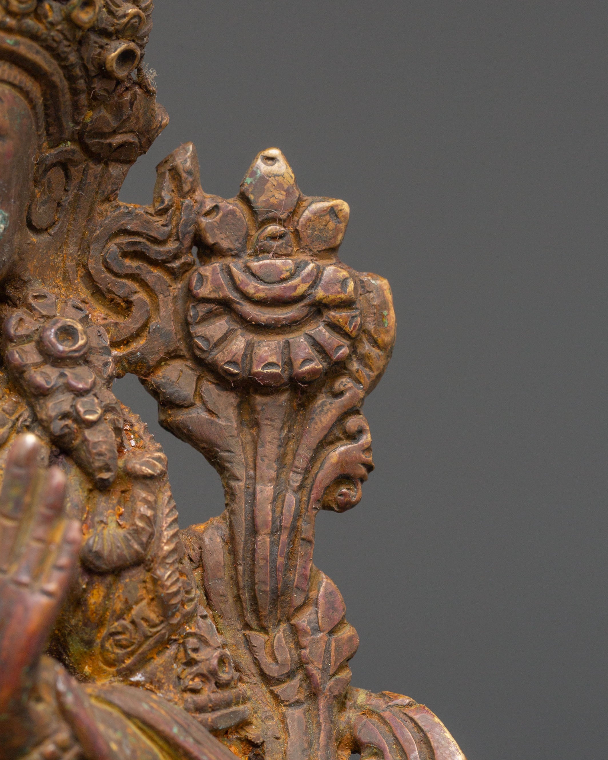 Handcrafted Copper Manjushri Statue | Wisdom Buddha Meditation Sculpture