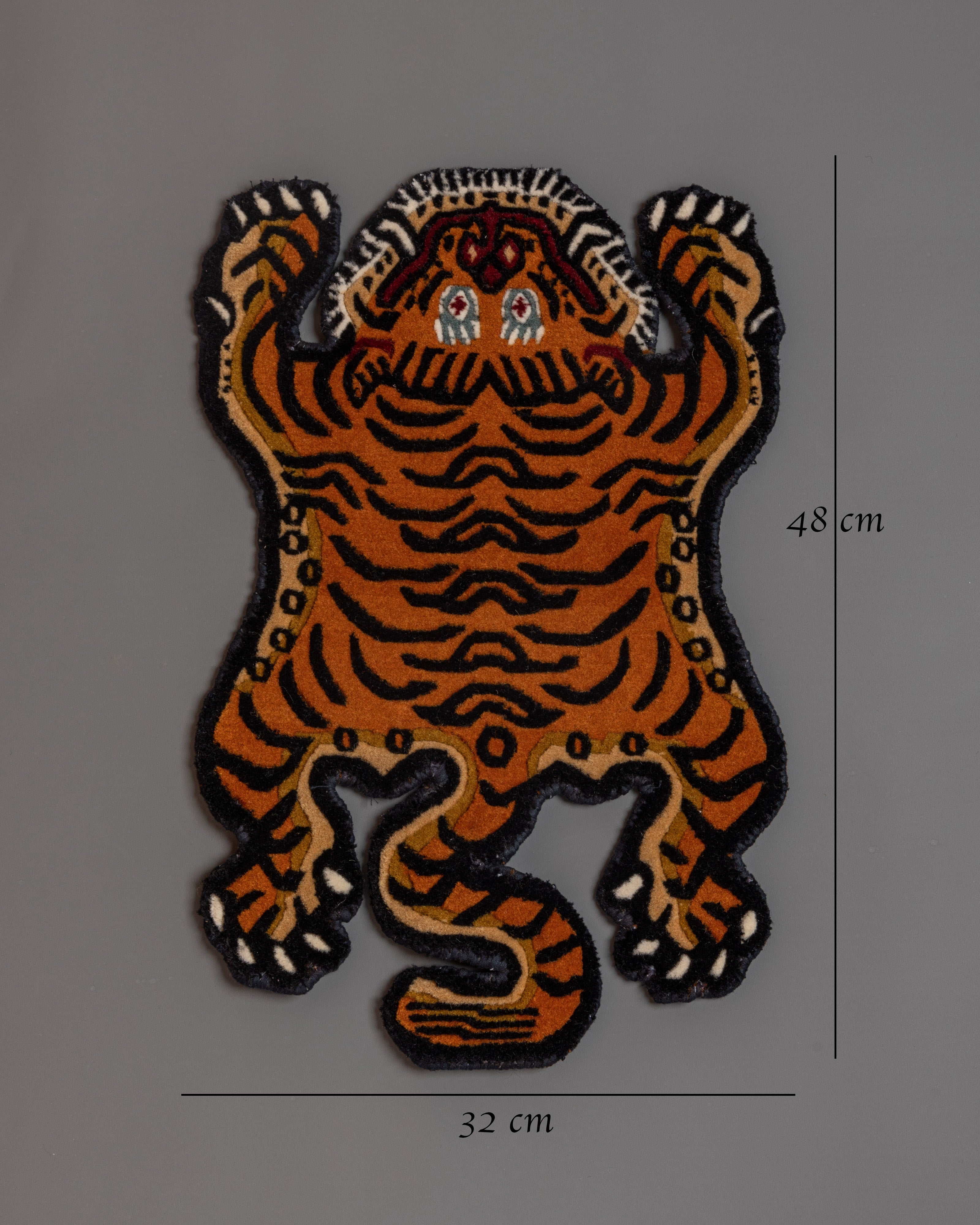 Tiger Print Wool Rug | Tribal Style Decor for Unique Spaces