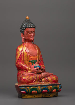 Amitabha Buddha Wooden Statue | Symbol of Infinite Light & Wisdom