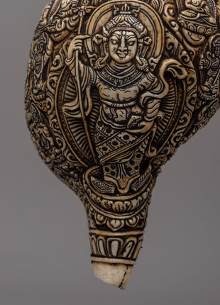 Handcrafted Traditional Tibetan Conch Shell | Sacred Buddhist Sankha