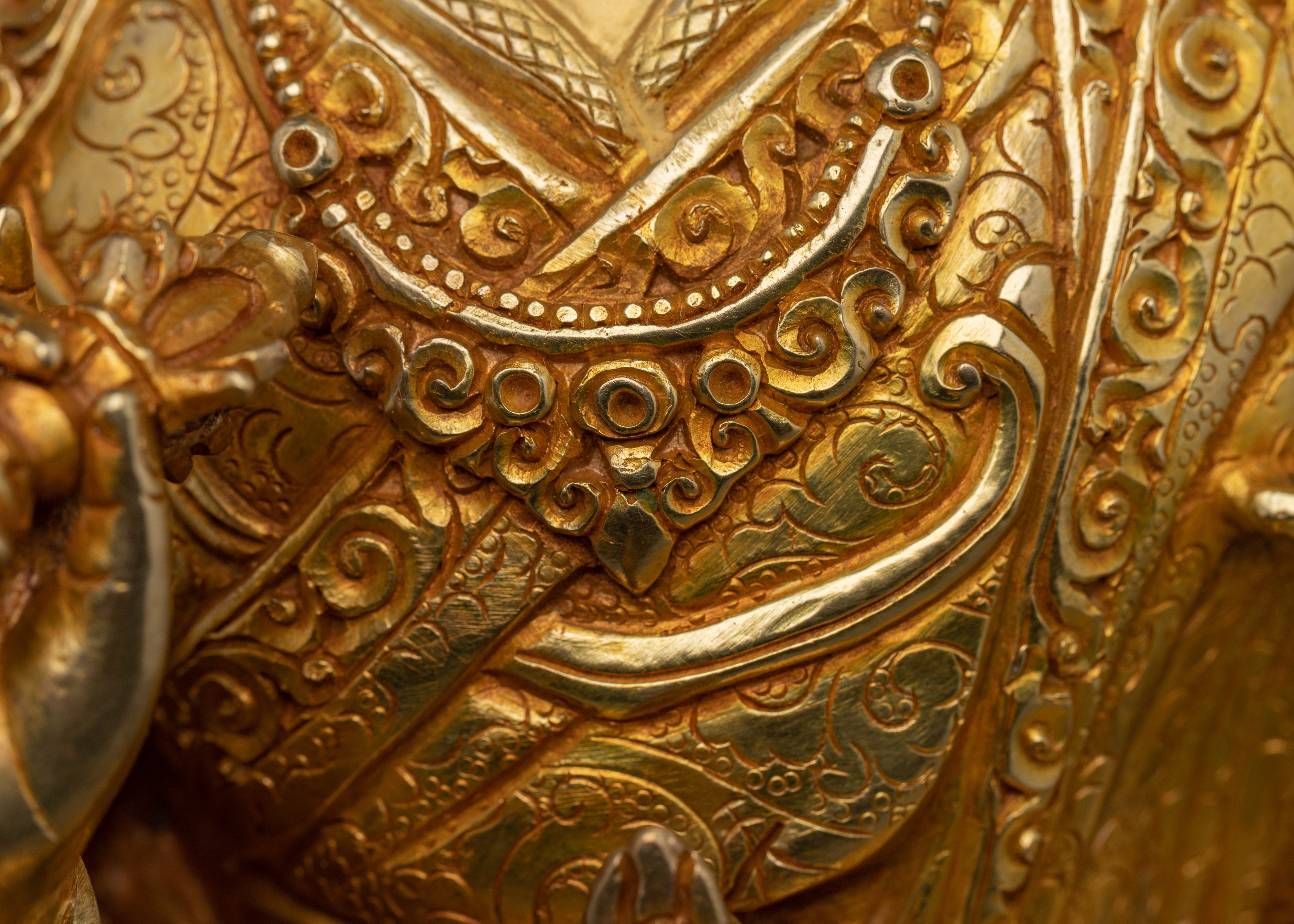 Gold And Copper Body Guru Rinpoche Statue | Tibetan Spiritual Masterpiece