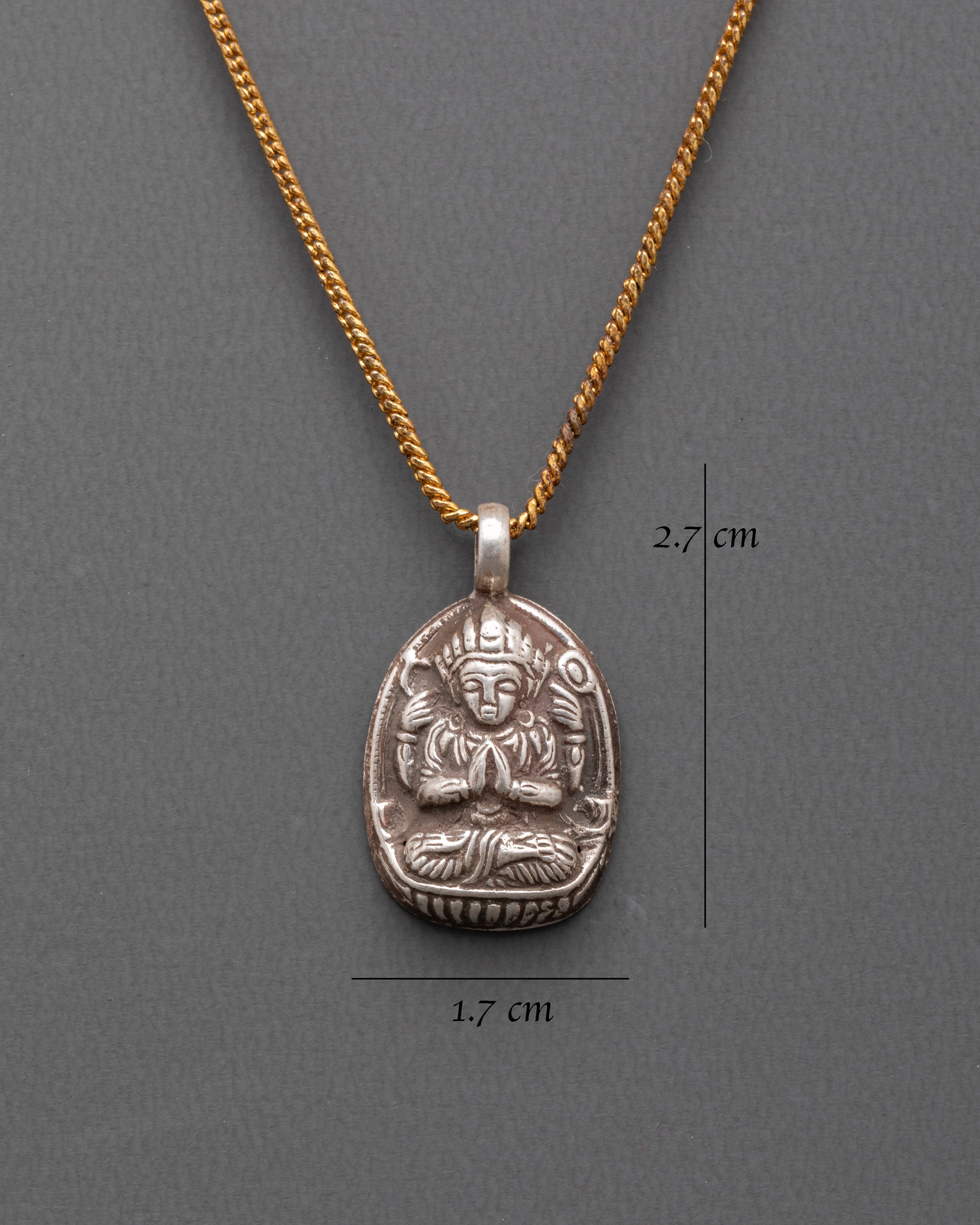 Handmade Chenrezig Engraved Locket | Sterling Silver Spiritual Jewelry