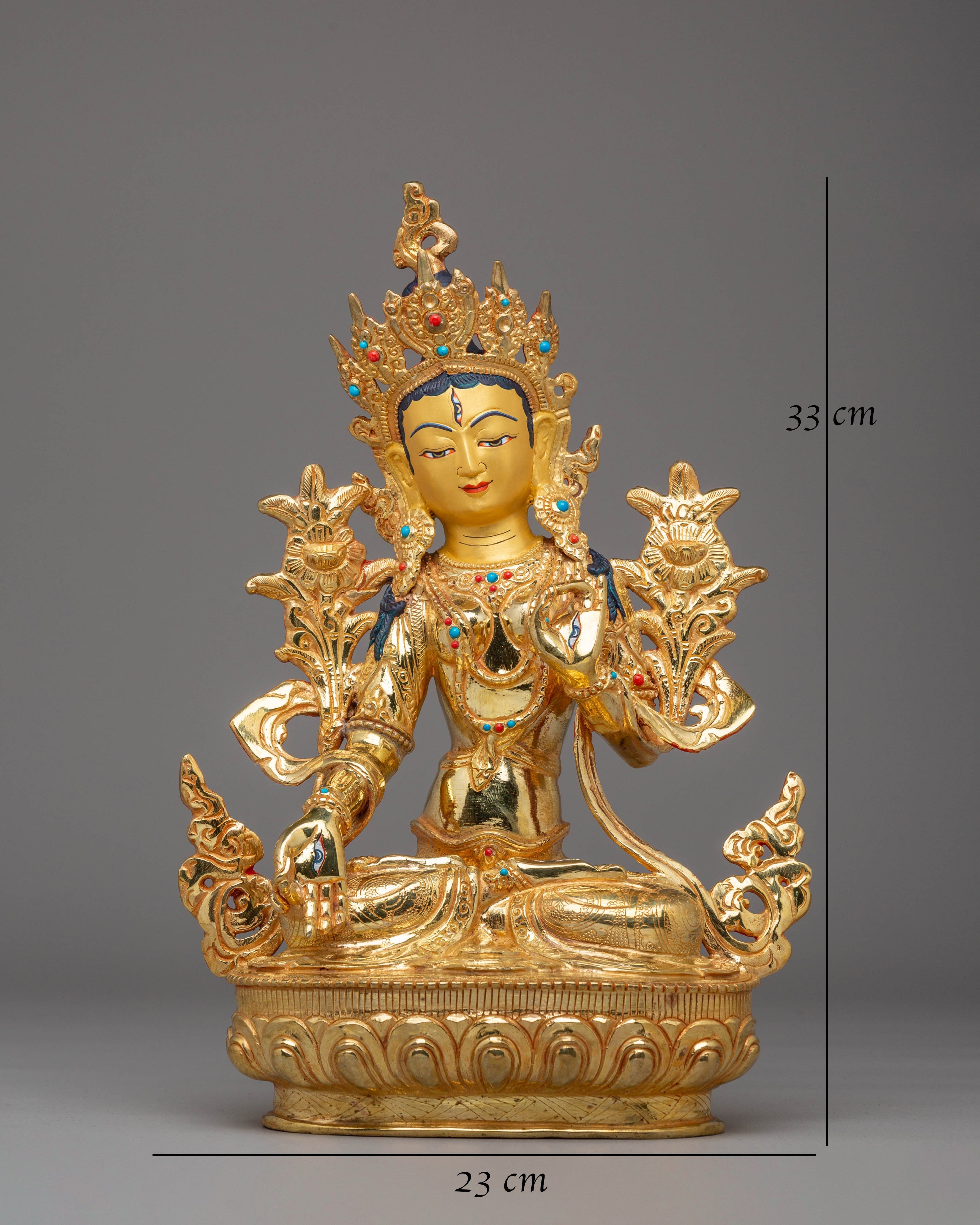Handcrafted White Tara Copper Statue | Traditional Himalayan Artwork