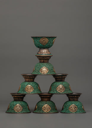 Oxidized Copper Offering Bowls | Tibetan Shrine Decor