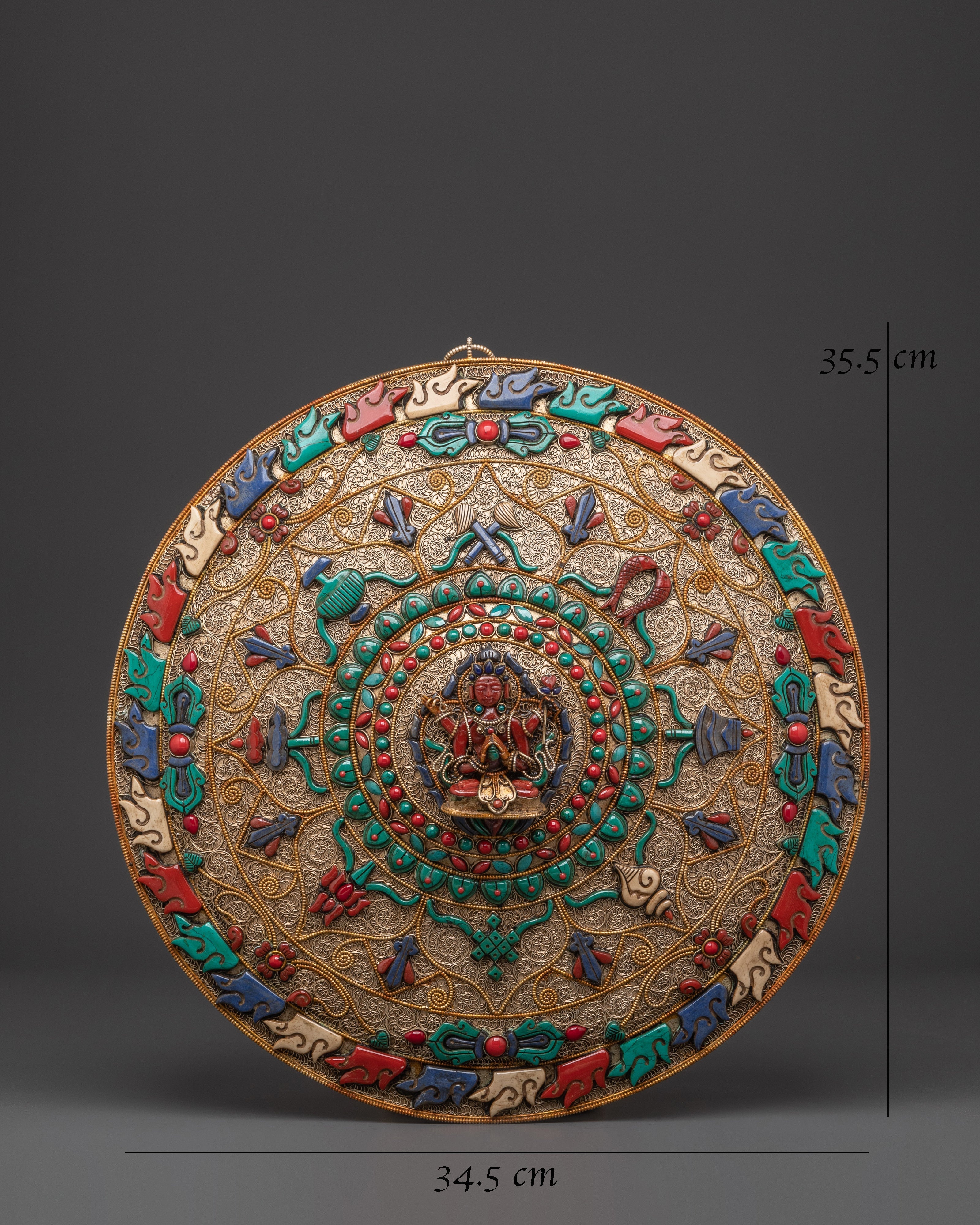 Handmade Chenrezig Buddhist Wall Hanging | Sacred Copper Wall Art