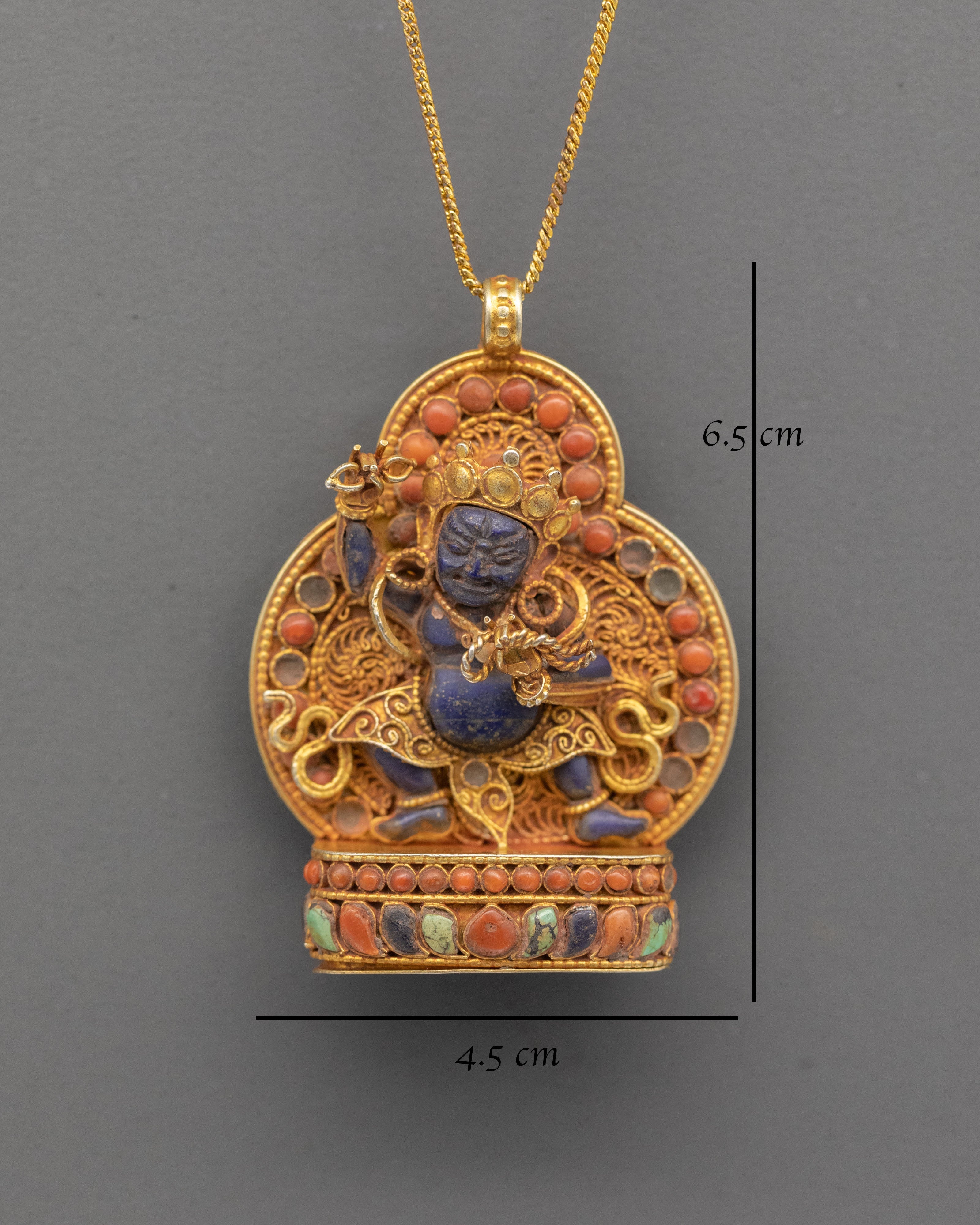 Buddhist Vajrapani Pendant | Gold Plated Amulet for Protection