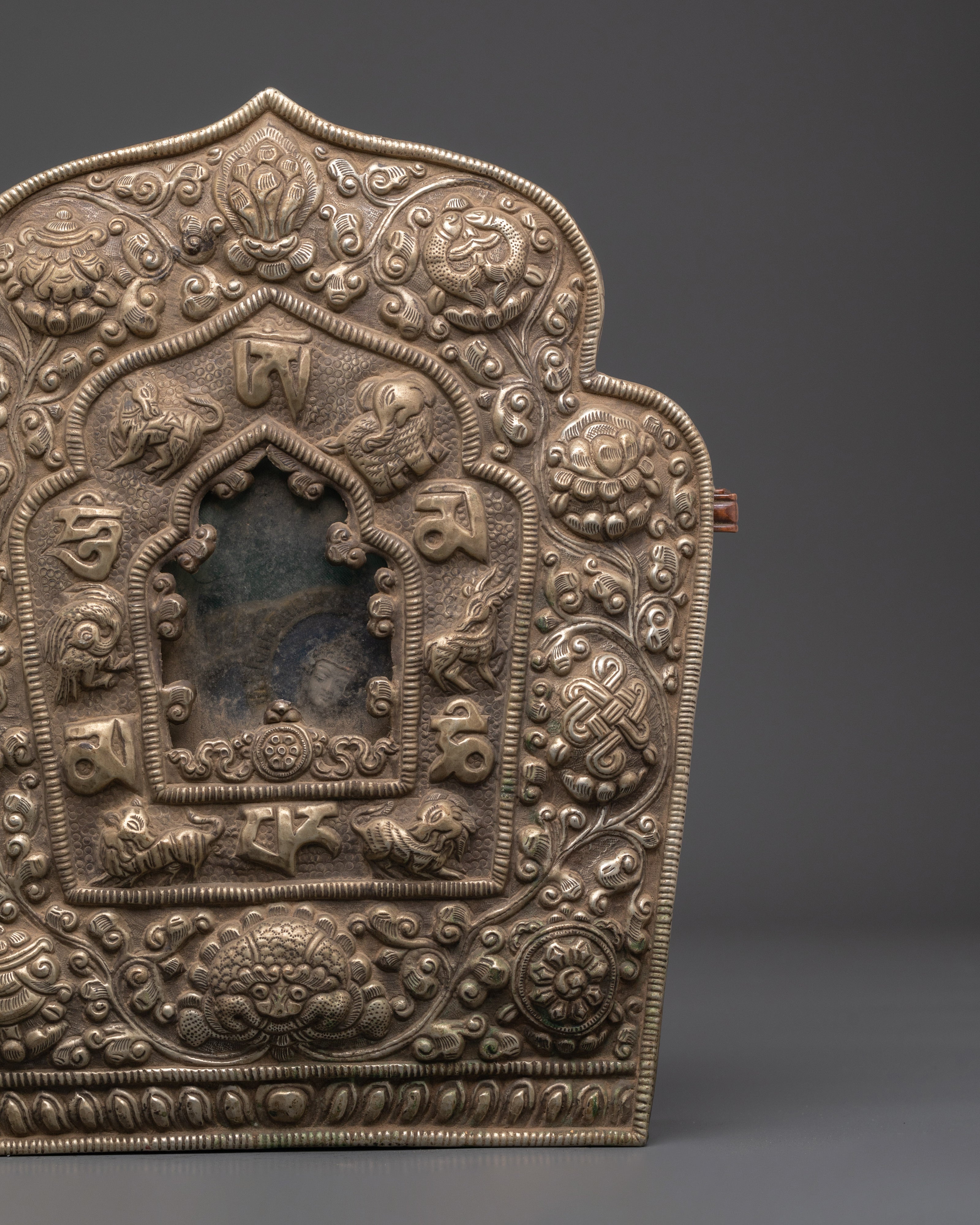 Buddhist Ghau Box with Symbols | Handcrafted Tibetan Shrine Box