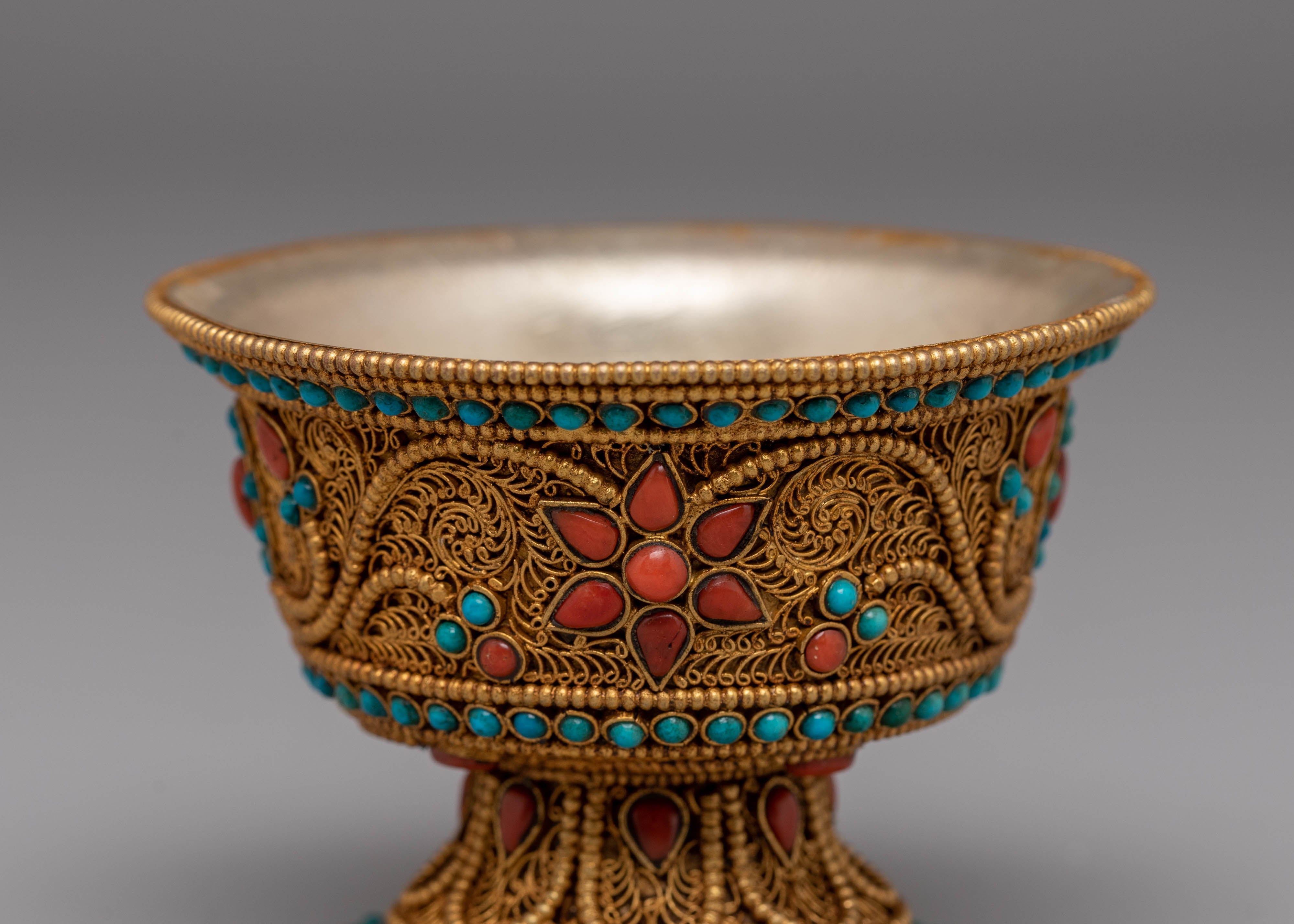 Traditional Tibetan Buddhist Offering Bowl | Offering Bowl for Ceremonies