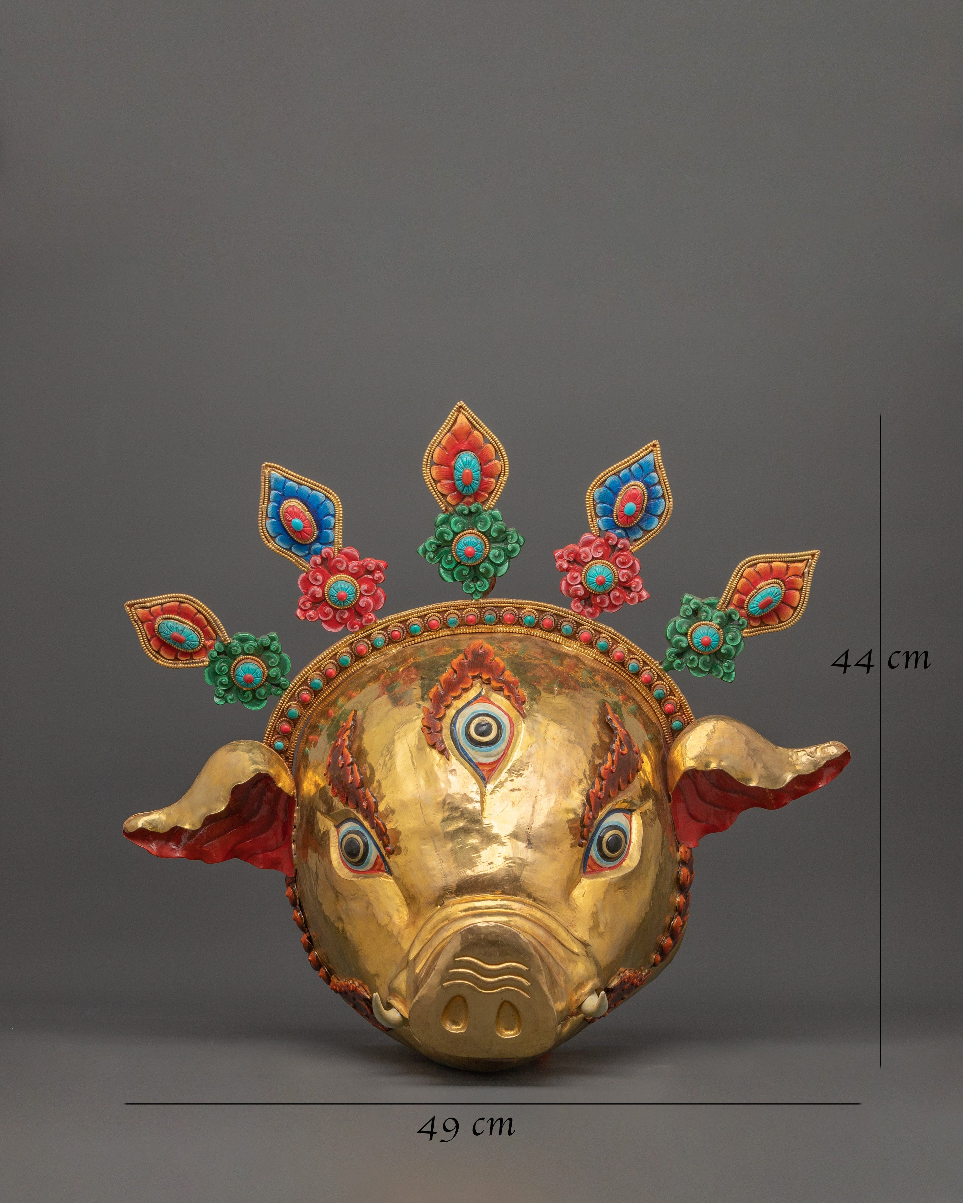 Hindu Deity Varaha Copper Mask | Handmade Spiritual Artwork for Altar