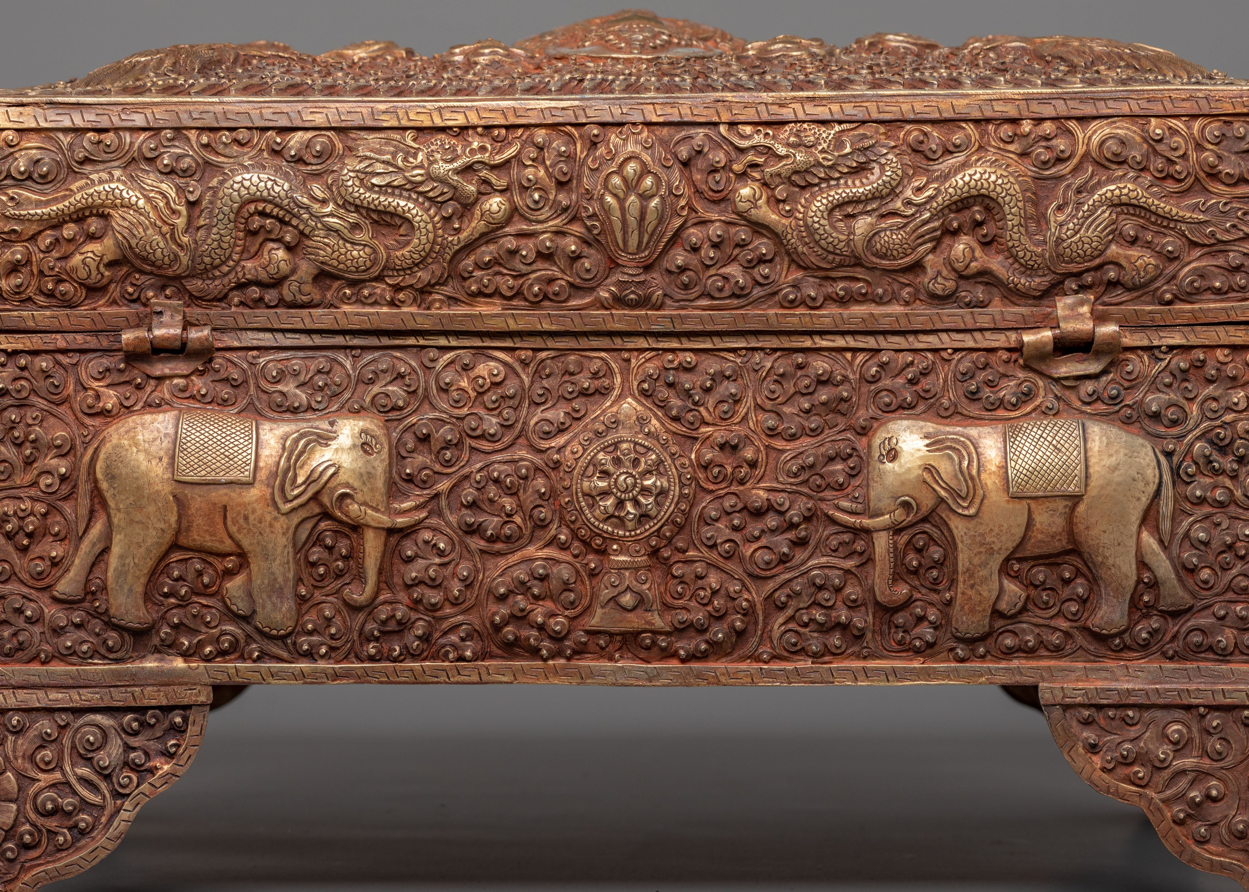 Handmade Tibetan Box | Dragon and Elephant Motifs